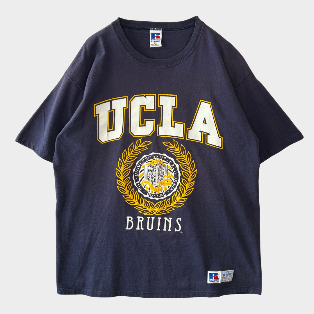 90's RUSSELL ATHLETIC UCLA BRUINS カレッジTシャツ 紺 (XL)/A7279T-SO