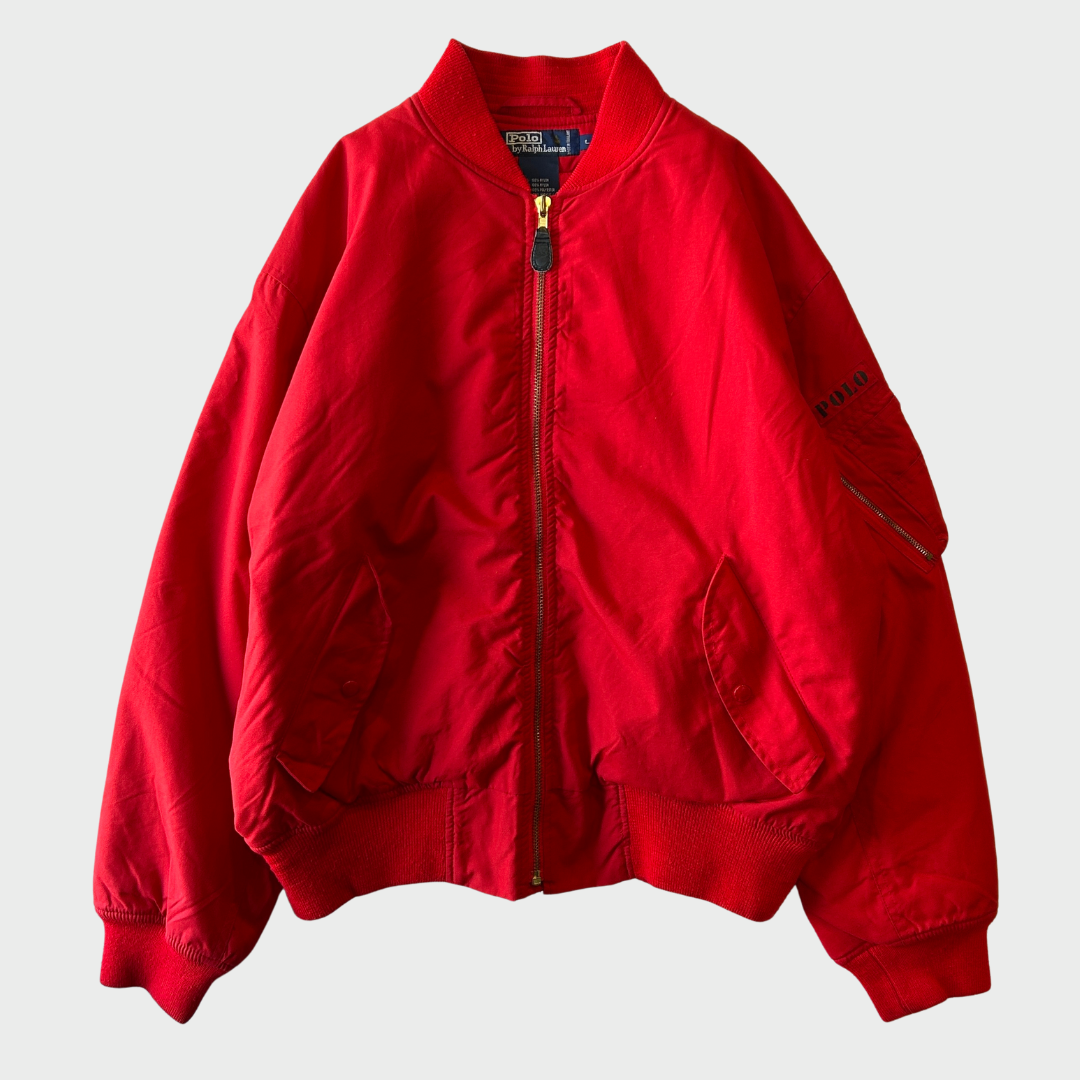 90's Polo by Ralph Lauren ラルフローレン MA-1 赤 (L) /A0010O-SO