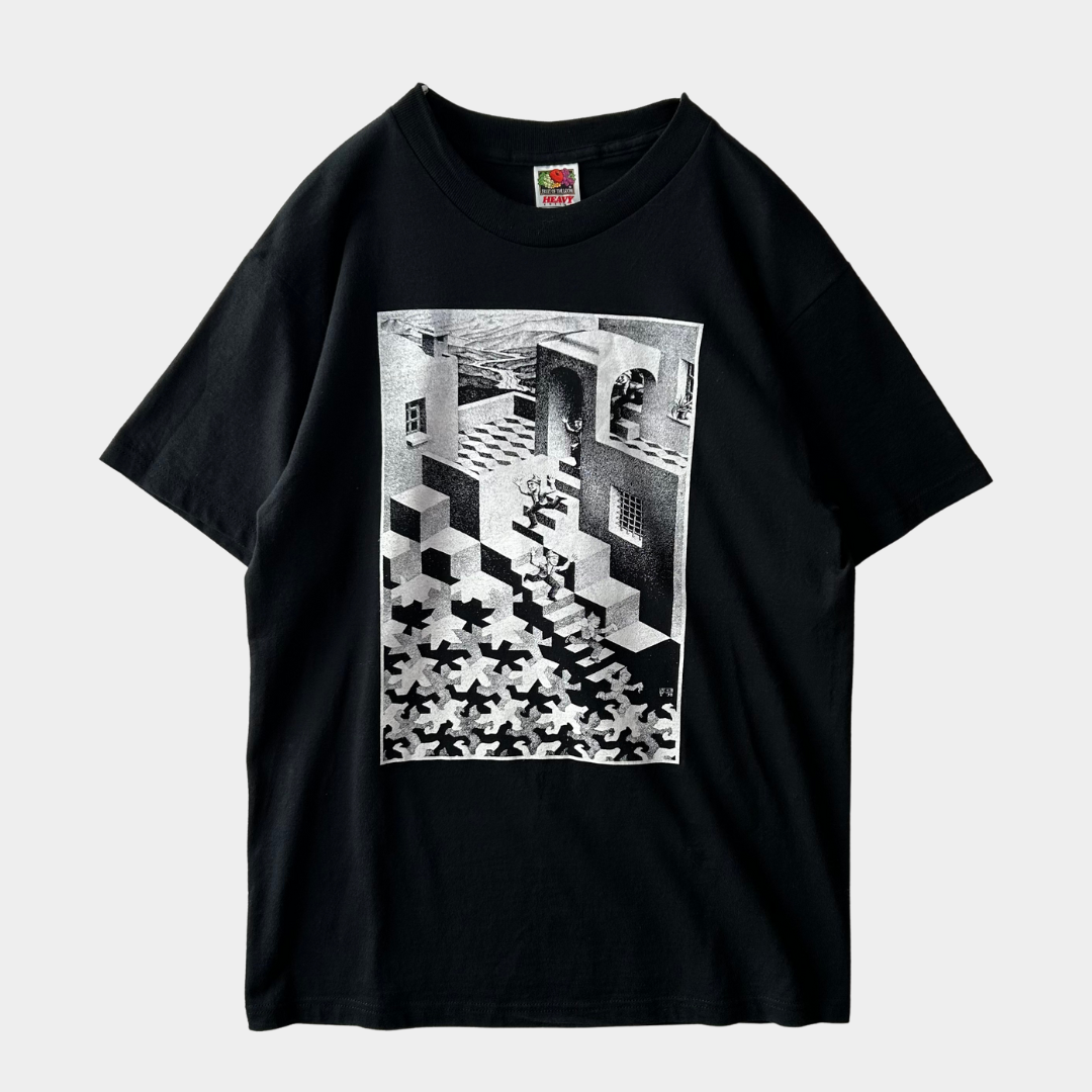 00's M.C.Escher ”循環” アートTシャツ 黒(M)/A4360T-SO