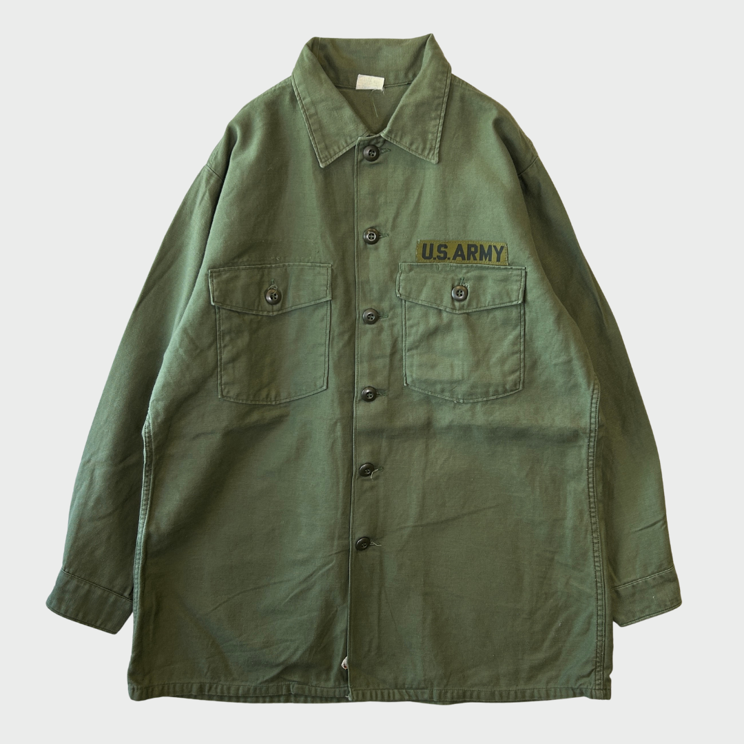70's US ARMY ユーティリティーシャツ OG 107 ミリタリー カーキ (L)/A4963SH-SO