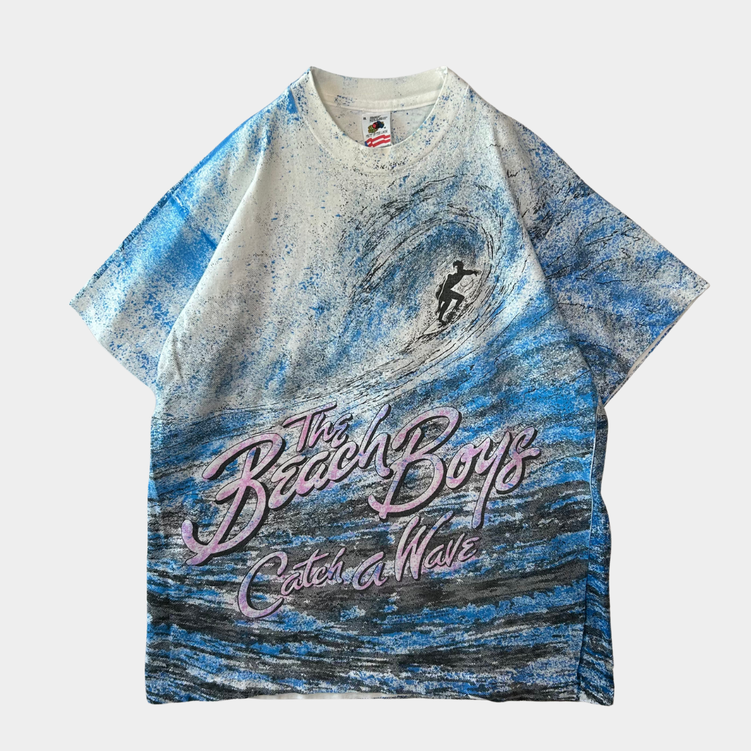 90's Fruit of The Loom The Beach Boys Catch a Weave サーフィン オールオーバープリントTシャツ(XL)/A6424T-SO