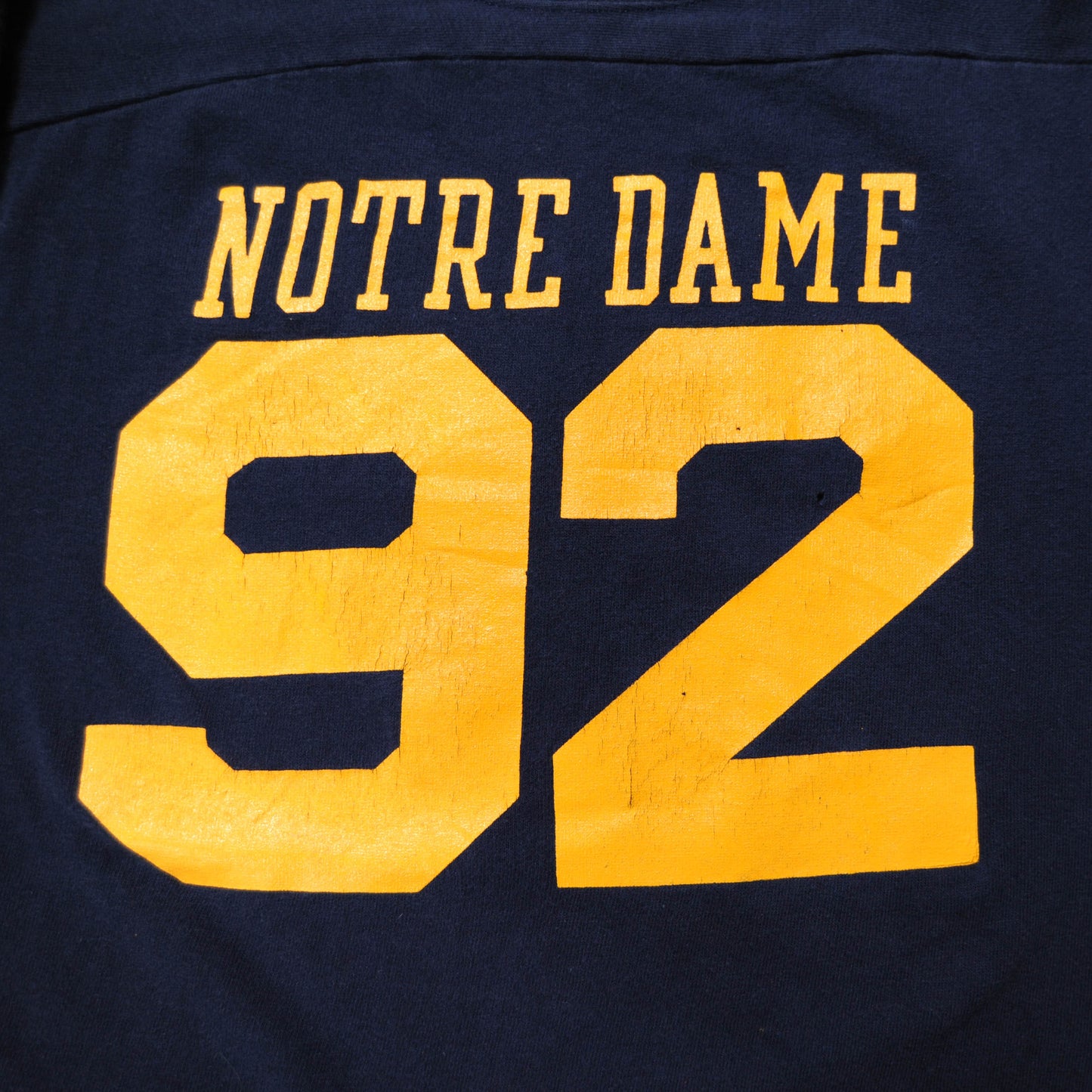 80's Champion NOTRE DAME 92 フットボールTシャツ ネイビー (XL)/A2829T
