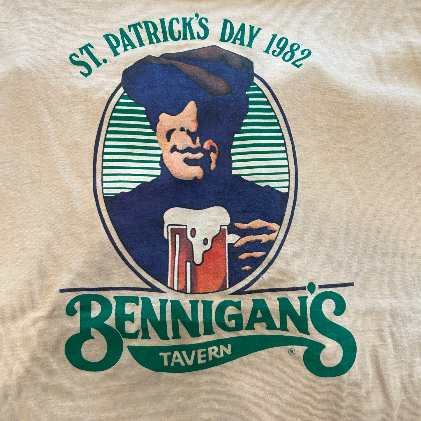 80's Hanes BENNIGAN'S レストラン 企業Tシャツ ベージュ(L)/A6910T-SO