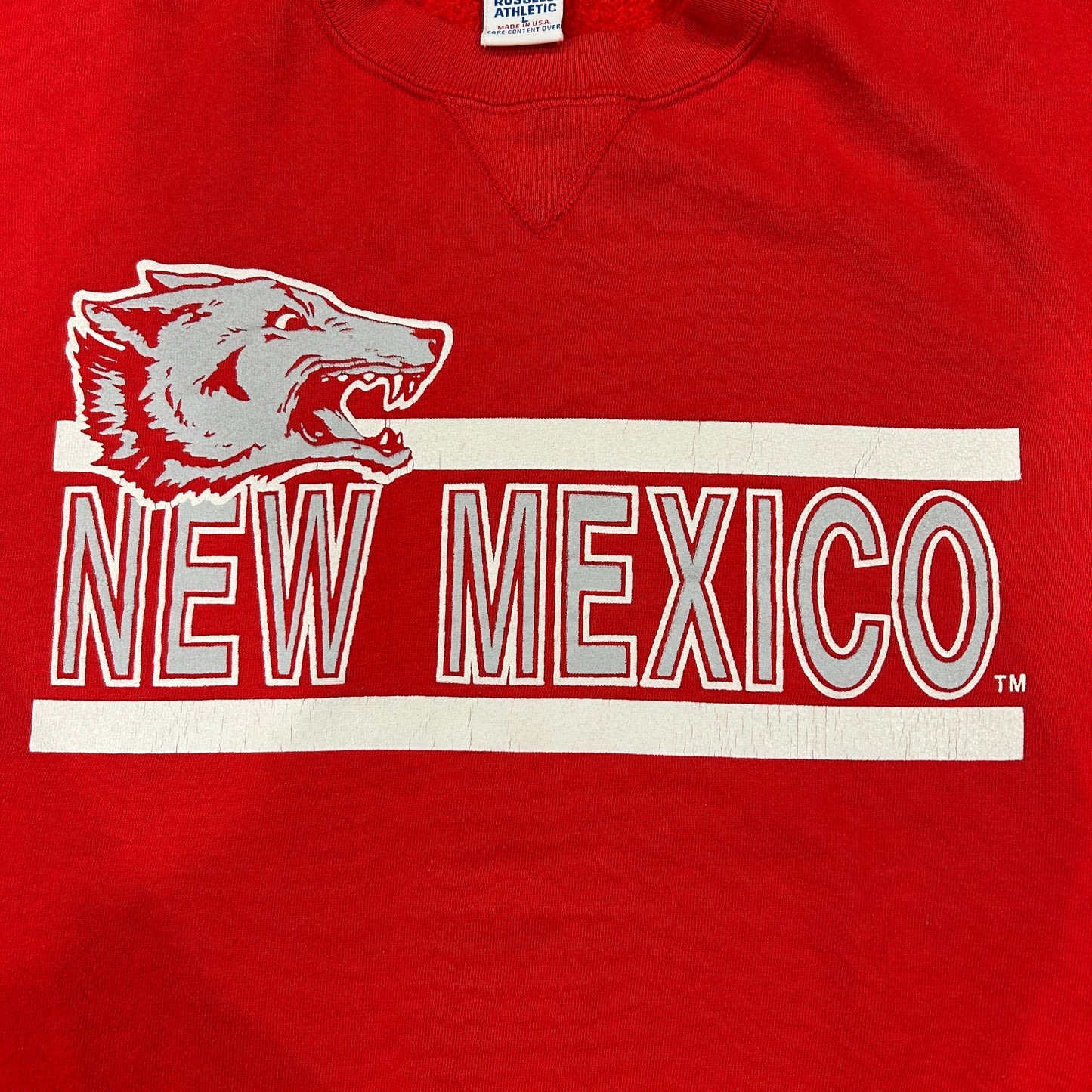 90's RUSSELL ATHLETIC "NEW MEXICO" カレッジ スウェット レッド (L)/A5609S-SO