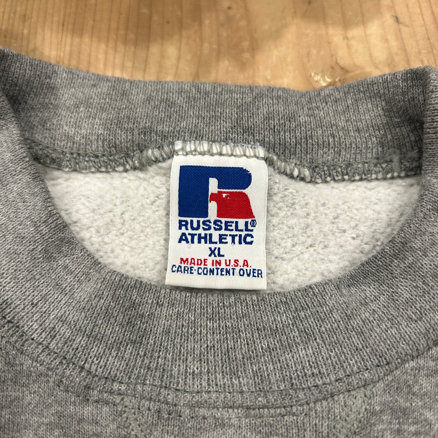 90's RUSSELL ATHLETIC "MARION INSTITUTE" カレッジ スウェット グレー (XL)/A8103S-SO