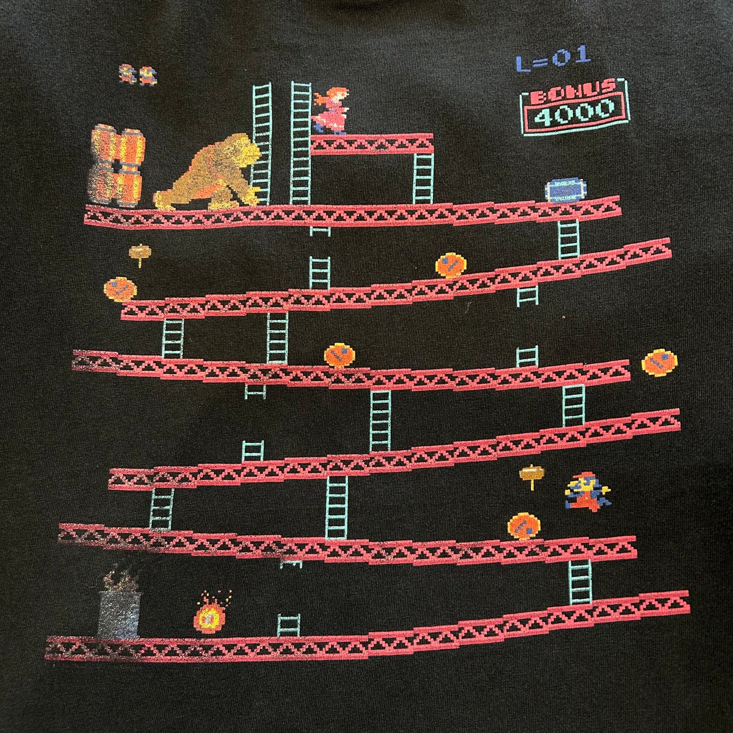 00's DELTA ドンキーコング ゲームTシャツ Nintendo ファミコン アーケード 黒(L)/B2025T-SO