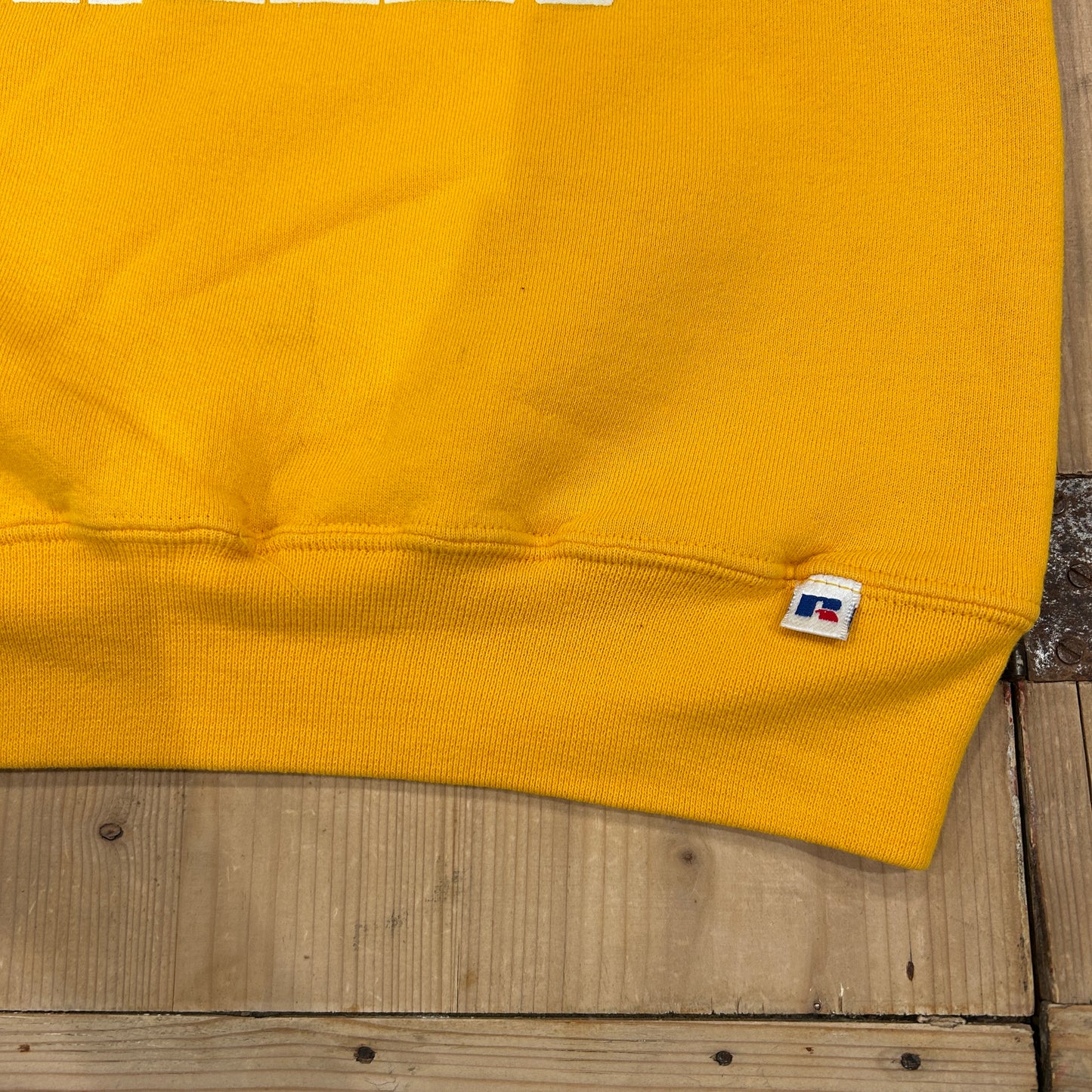 90's RUSSELL ATHLETIC "STILLWATER PIONEERS" カレッジ スウェット イエロー (M)/A6712S-SO