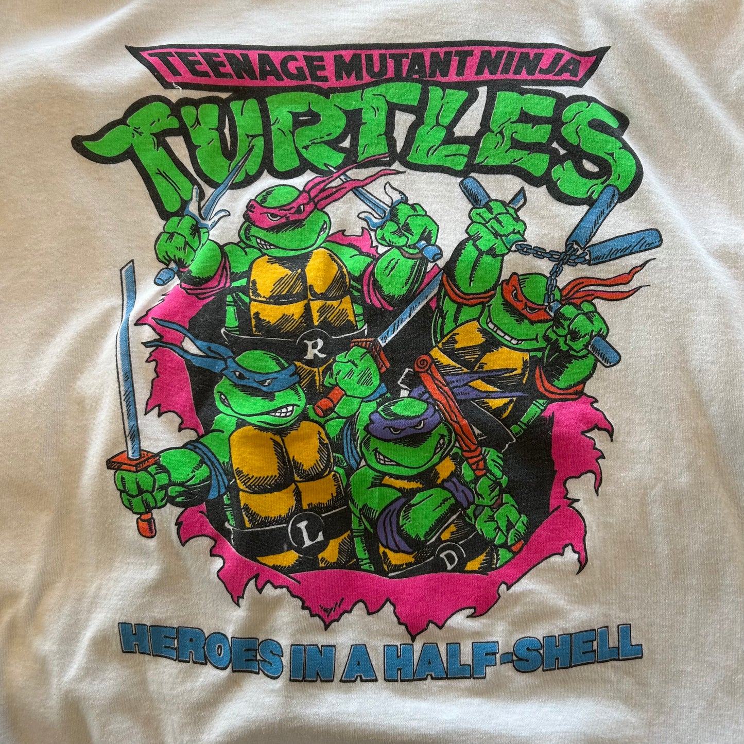 80's Screen Stars タートルズ アニメキャラクターTシャツ 白(XL)/A6913T-SO