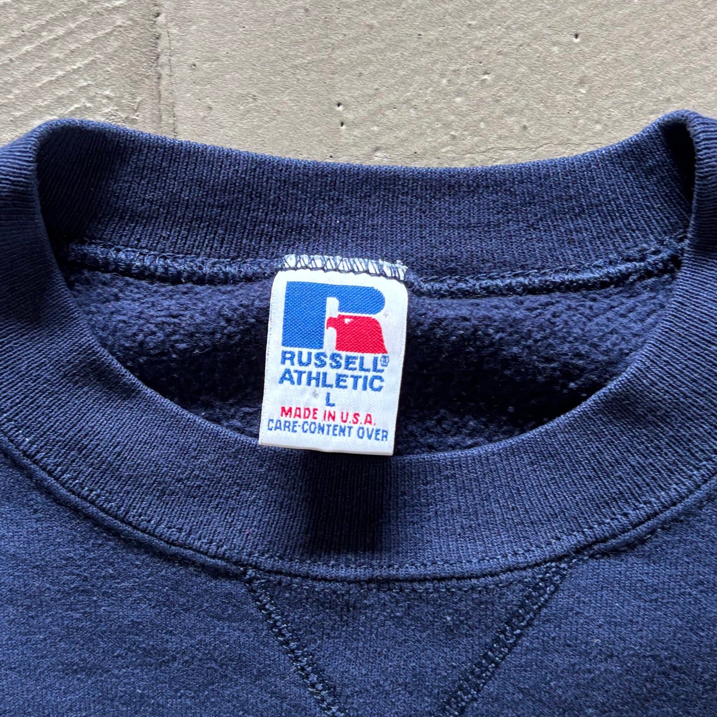 90's RUSSELL ATHLETIC ラッセル Sweat スウェット 紺 (L)/A5231S-SO