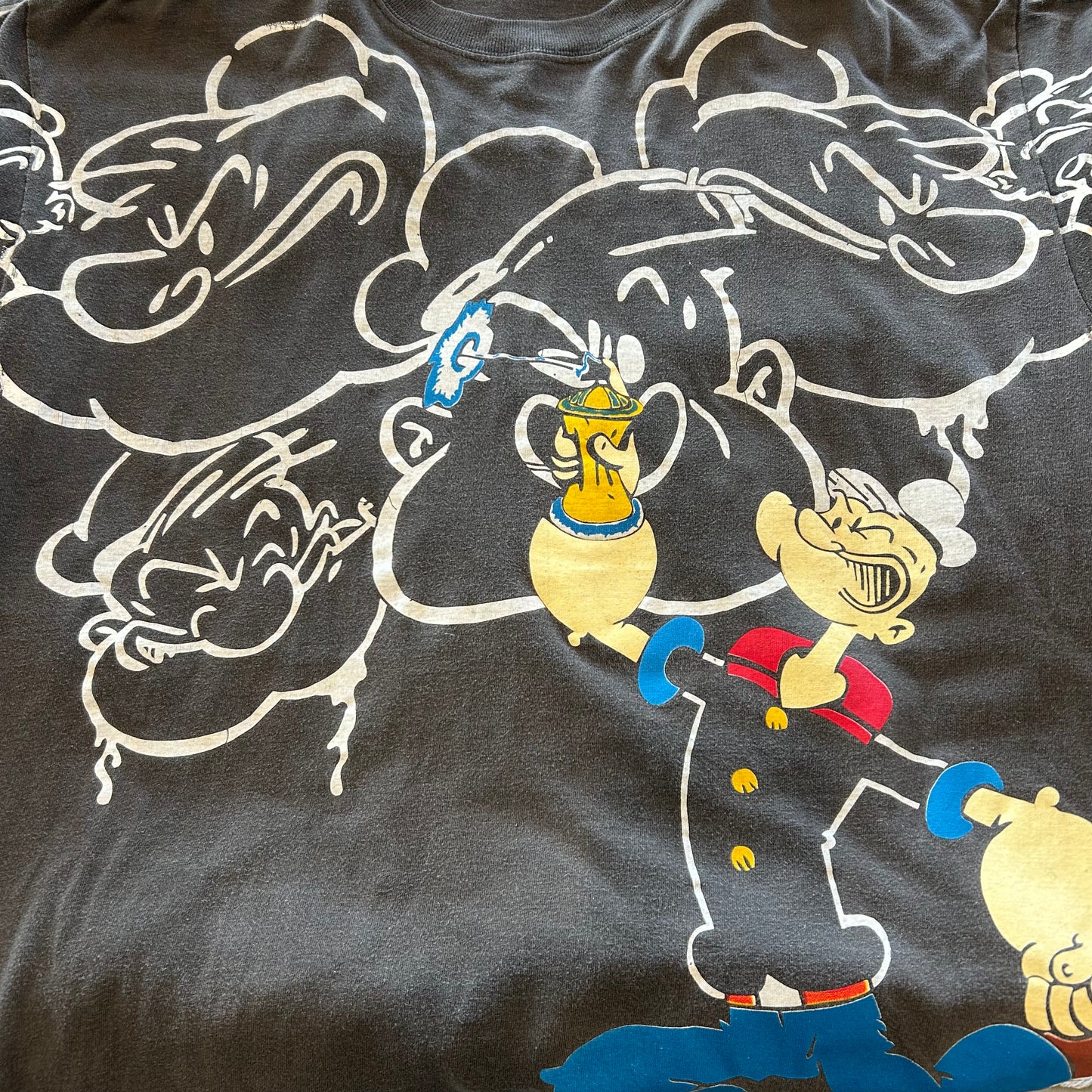 90's FREEZE ポパイ POPEYE キャラクターTシャツ 黒/A6757T-SO