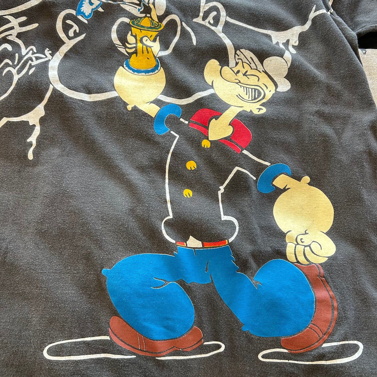 90's FREEZE ポパイ POPEYE キャラクターTシャツ 黒/A6757T-SO