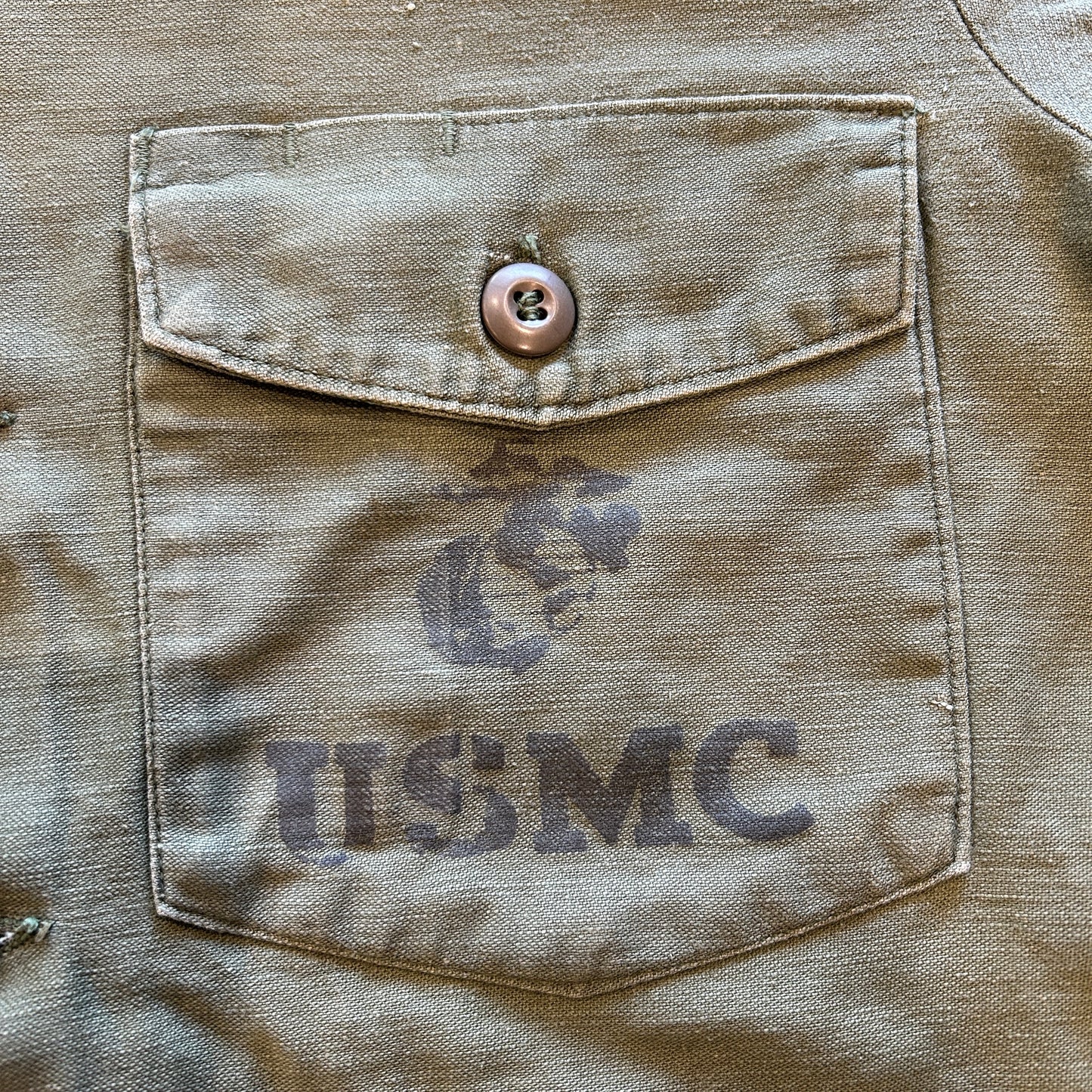 70's USMC ユーティリティーシャツ ステンシル OG 107 (15 1/2 ×31)/A7673SH-SO