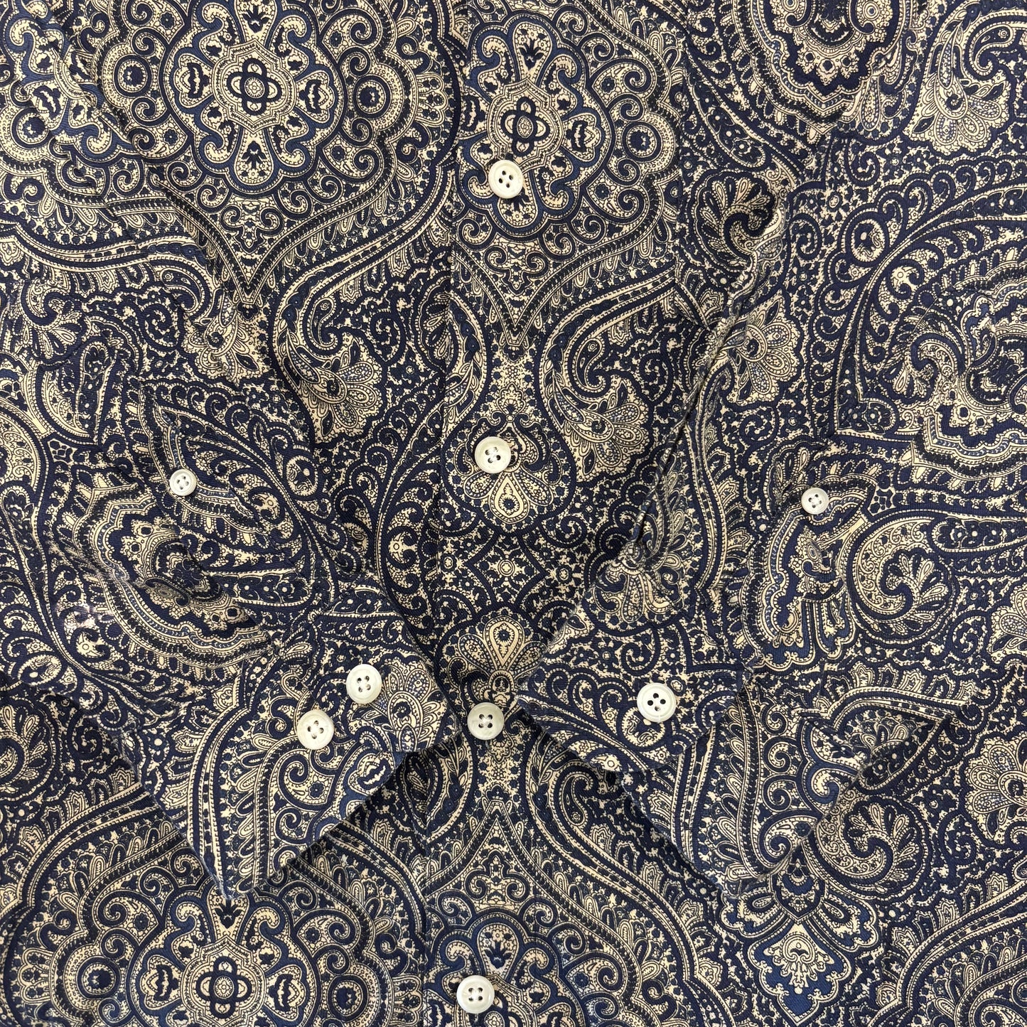 90's Nautica ペイズリー柄シャツ ブラックゴールド (L)/B0224SH-SO