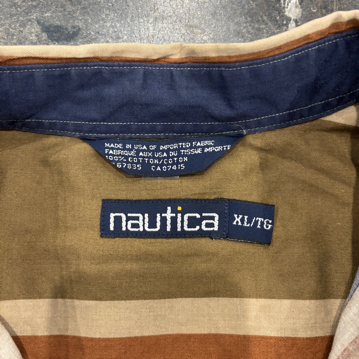 90's Nautica 太ストライプシャツ ブラウン (XL)/B0221SH-SO