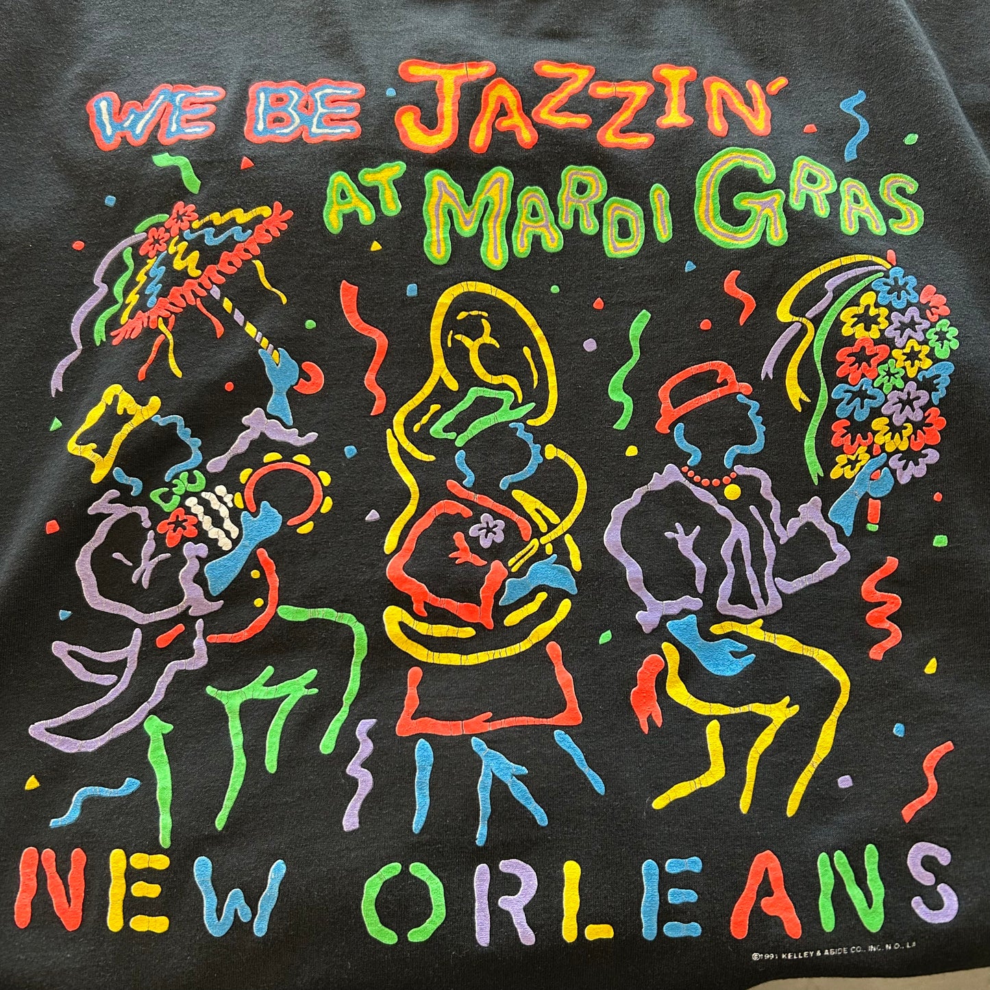 90's New Orleans JazzイベントTシャツ ネオンカラープリント(XL)/A4124T-S