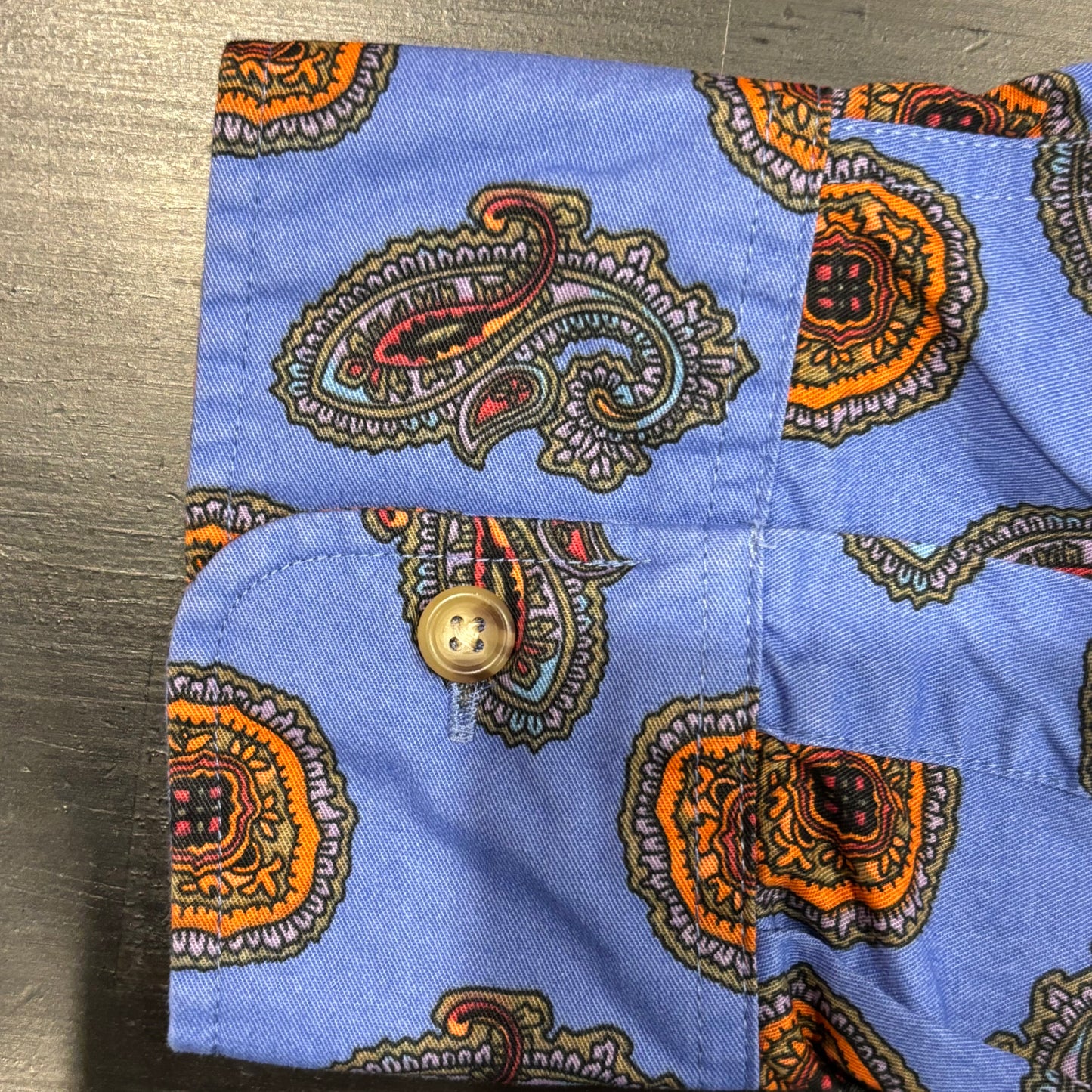 00's J.CREW ポケット ペイズリーシャツ 群青色 (L)/A7915S-SO
