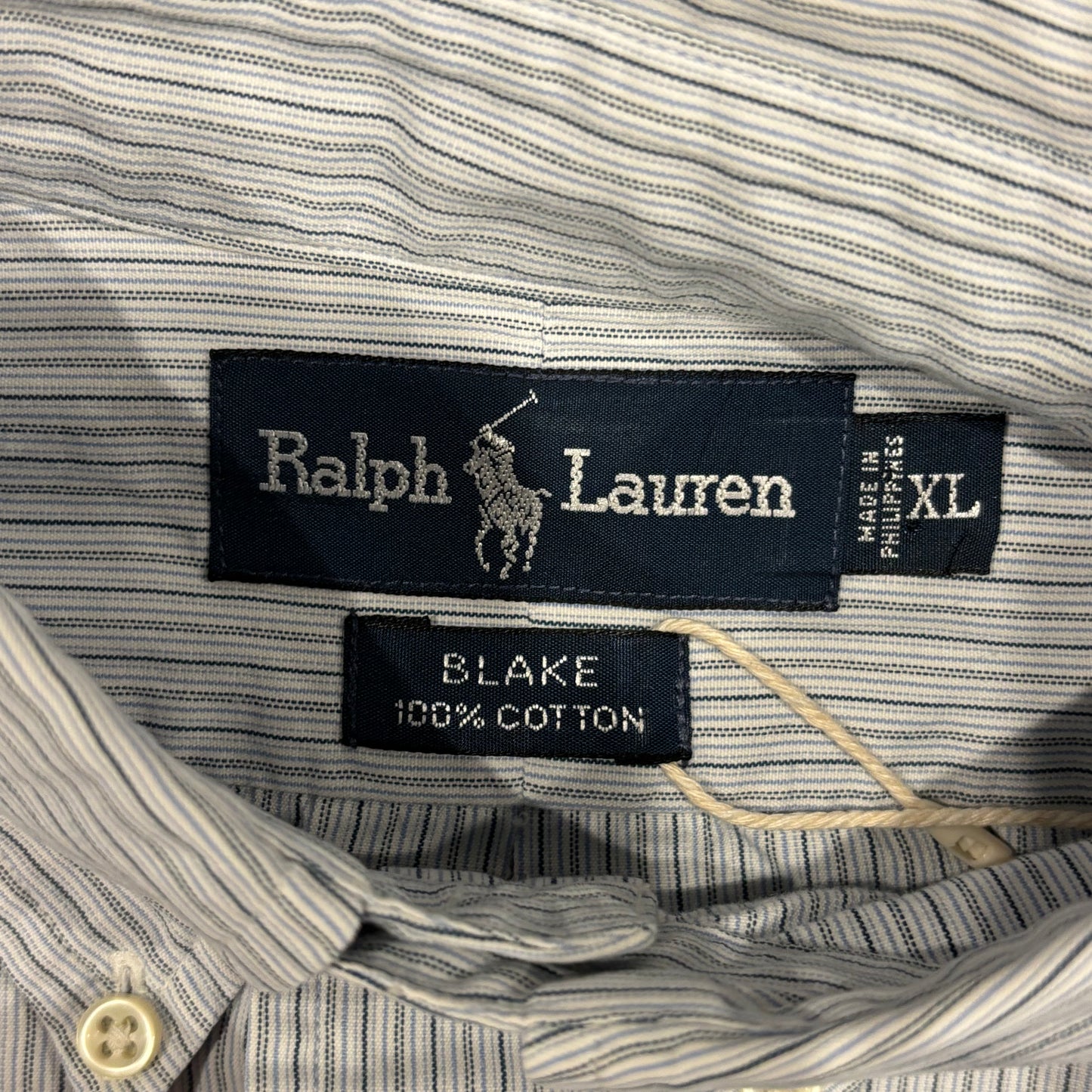 00's Ralph Lauren ラルフローレン ストライプシャツ 白青 (XL)/A7967S-SO
