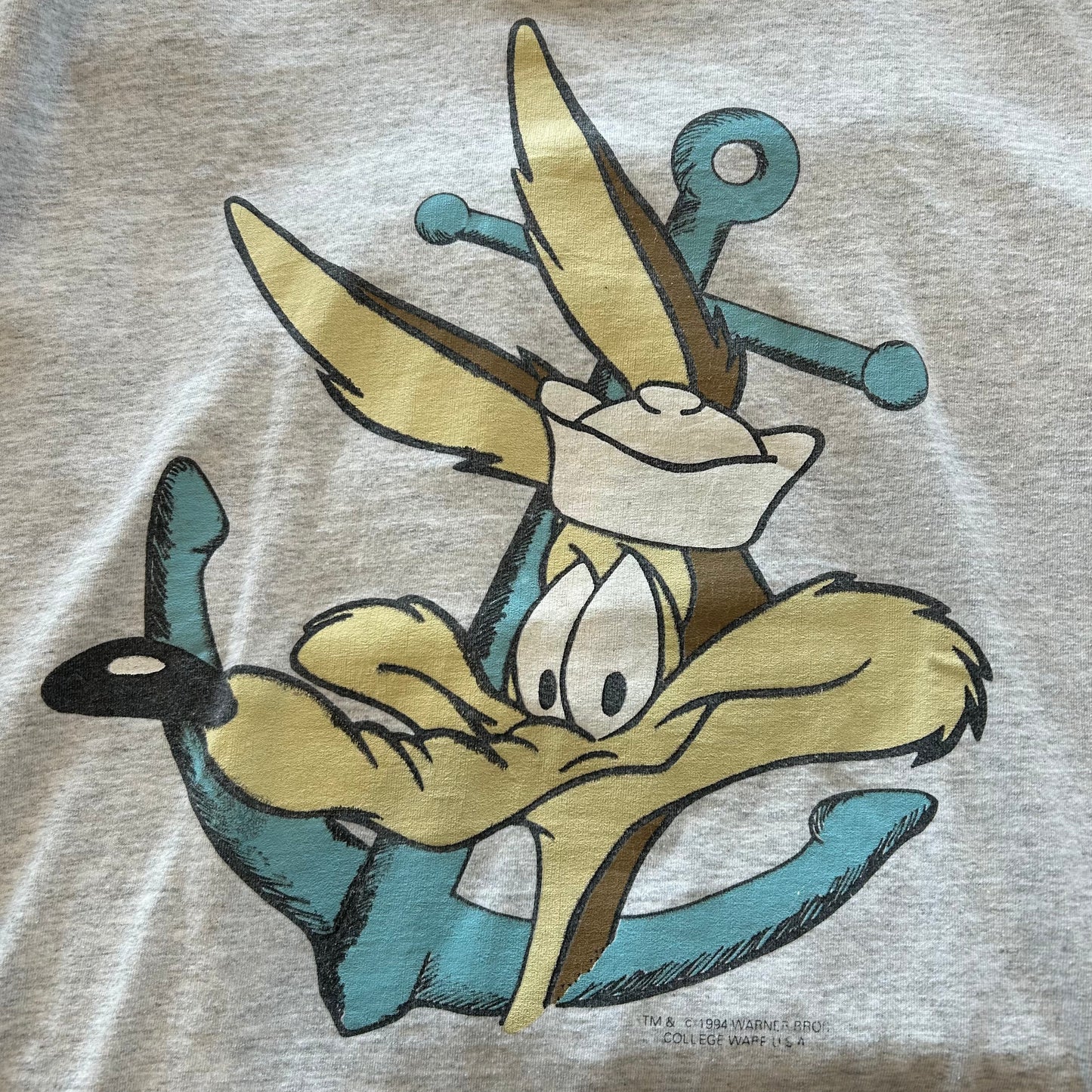 90's COLLEGE WARE ワイリー・コヨーテ キャラクターTシャツ ルーニーテューンズ グレー(L)/B2055T-SO