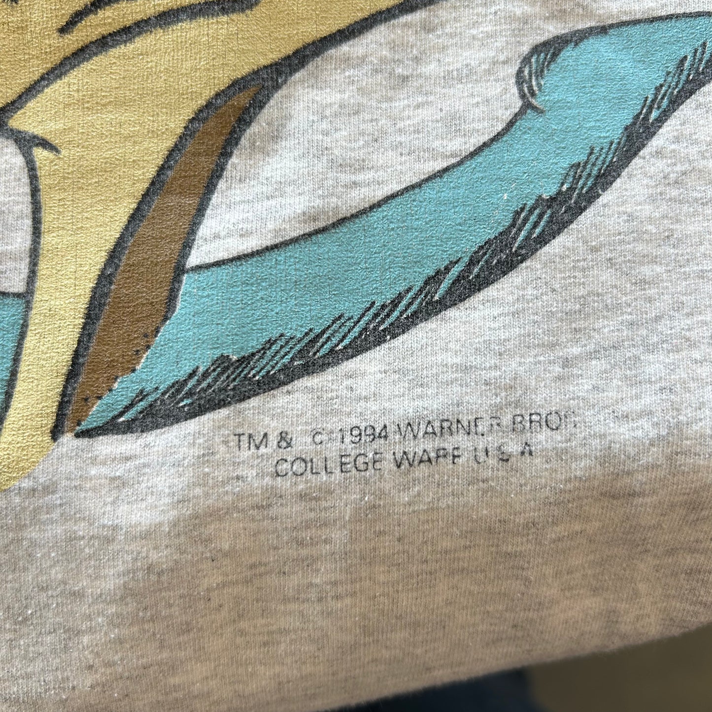 90's COLLEGE WARE ワイリー・コヨーテ キャラクターTシャツ ルーニーテューンズ グレー(L)/B2055T-SO