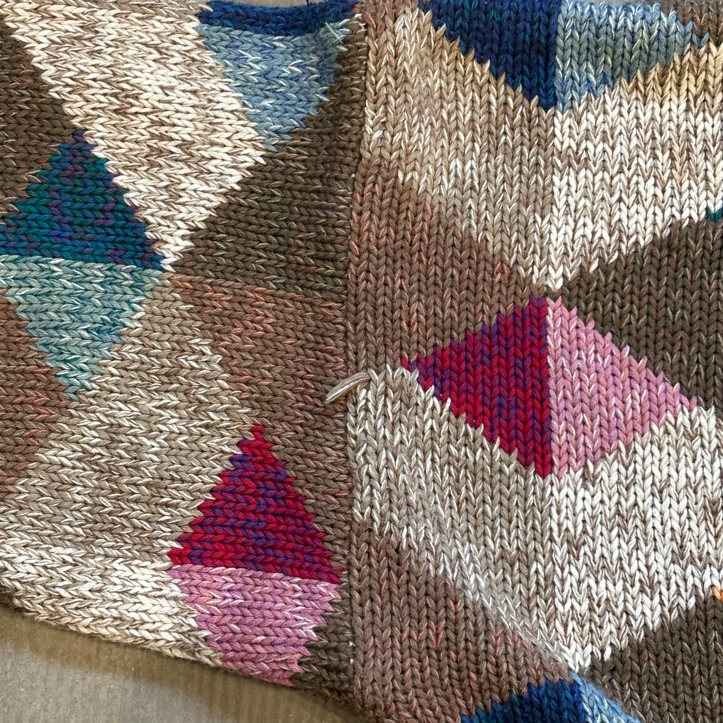 90's Boston traders 柄ニット 100%コットンニット (L)/B1286K-SO