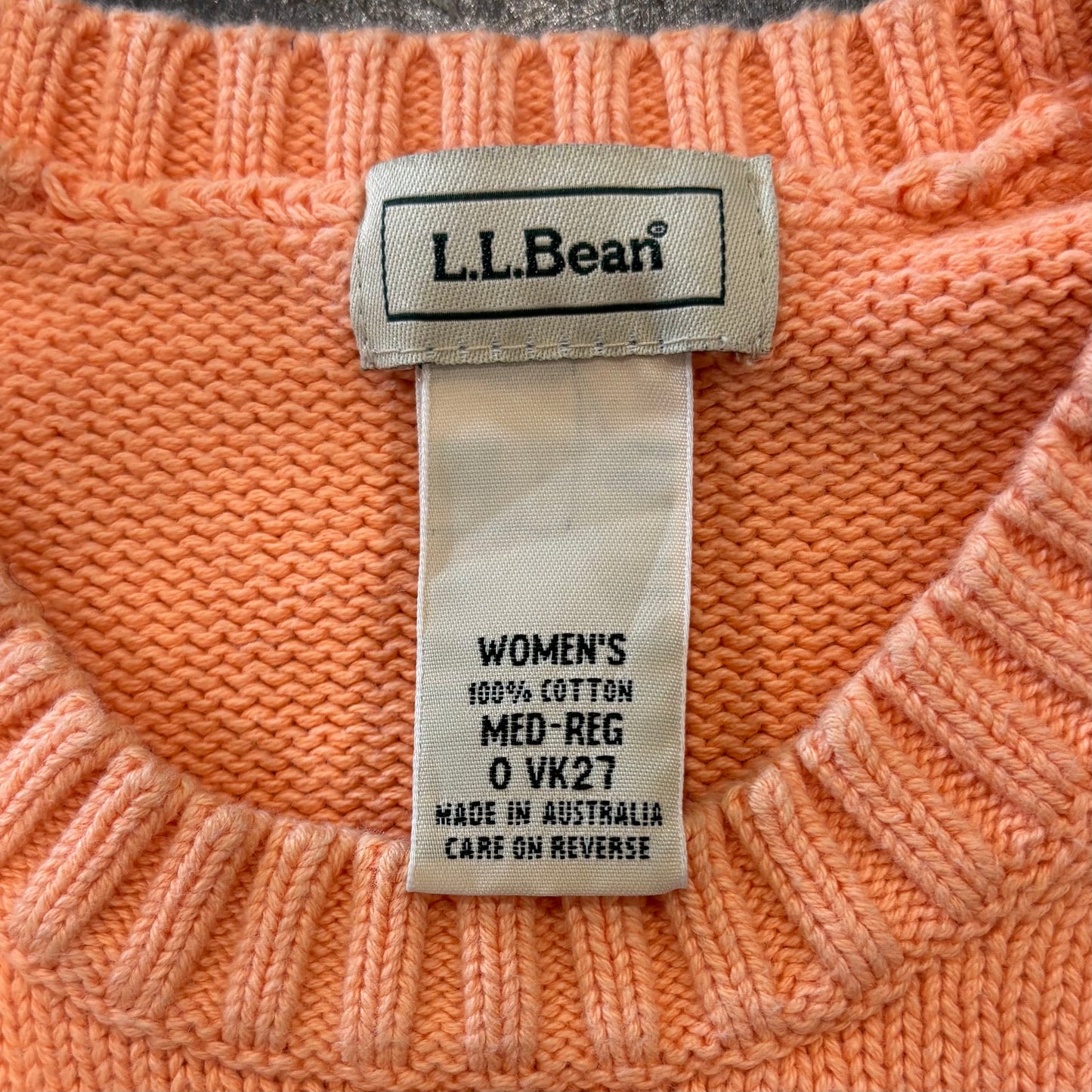 90's L.L.Bean ウィメンズ コットンニット サーモンピンク M /B2896K-SO