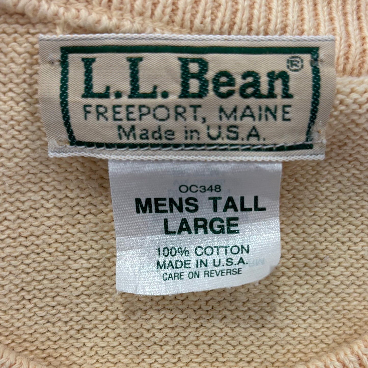 90's L.L.Bean ラグラン コットンニット イエロー L /A8224K-SO