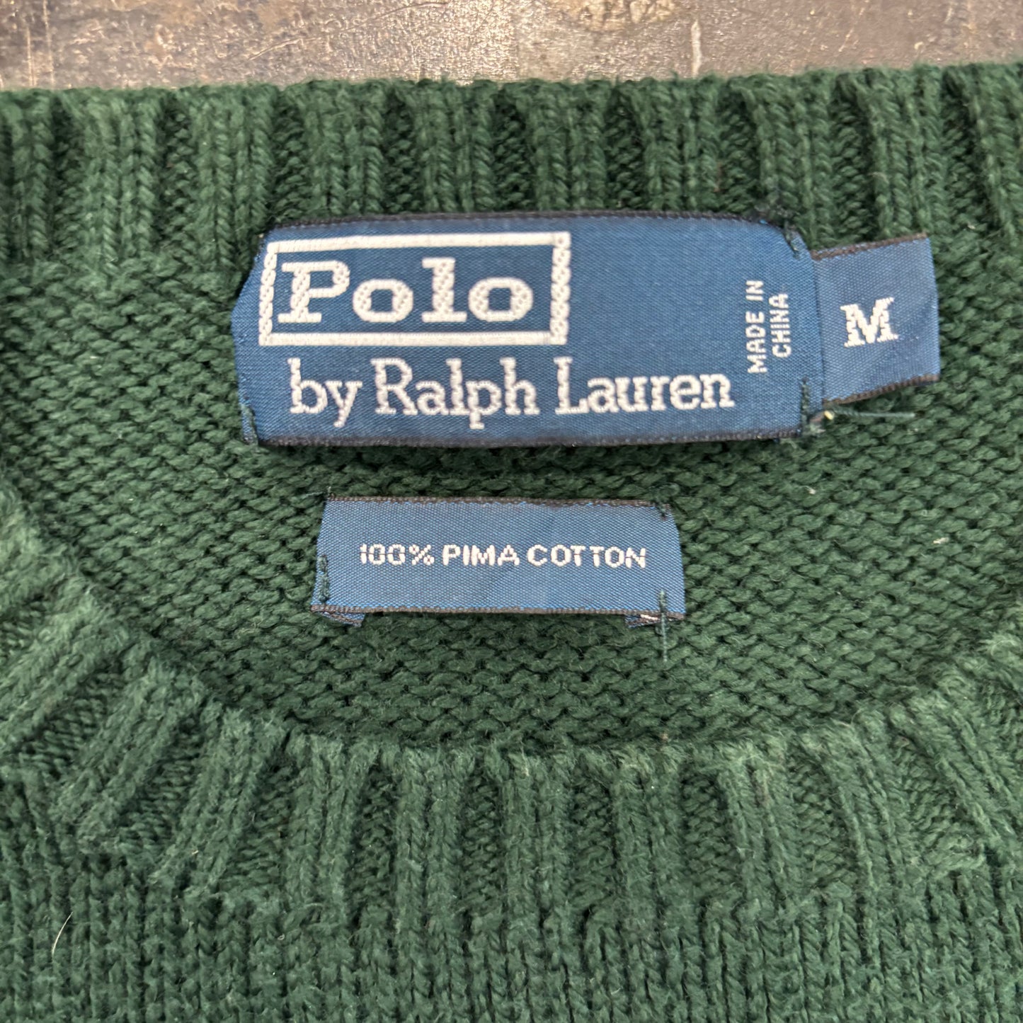 00's RALPH LAUREN コットンニット 緑 M /B1333K-SO