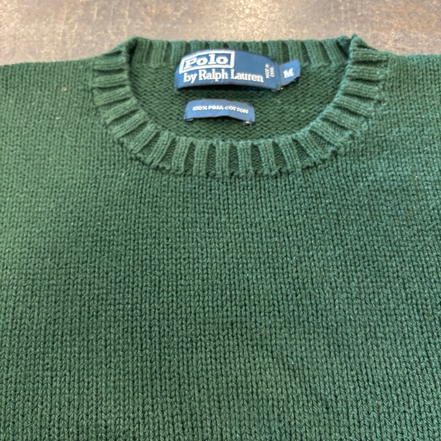 00's RALPH LAUREN コットンニット 緑 M /B1333K-SO