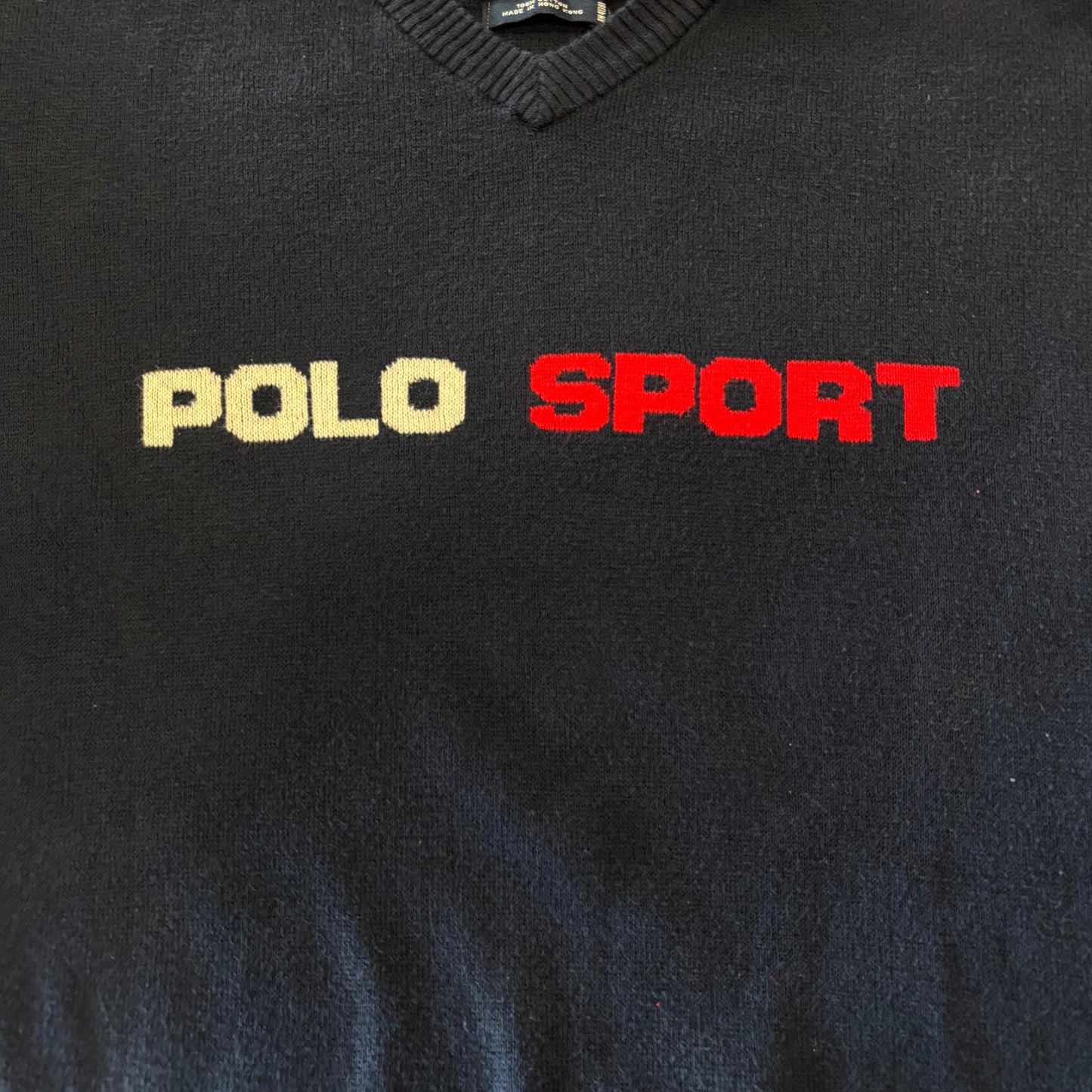 90's POLO SPORT コットンニット ネイビー XXL /A8112K-SO