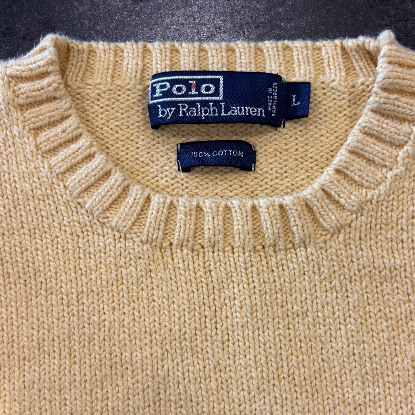 00's RALPH LAUREN コットンニット イエロー L /A8290K-SO