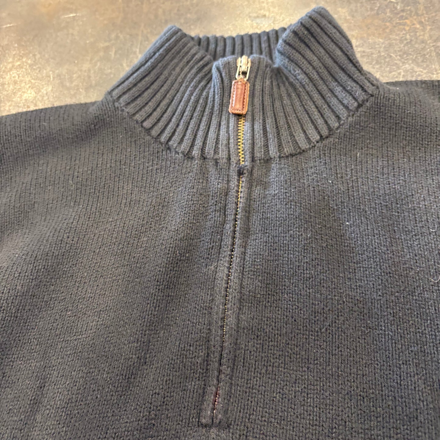 00's RALPH LAUREN ハーフジップ コットンニット 黒 L /A7603K-SO