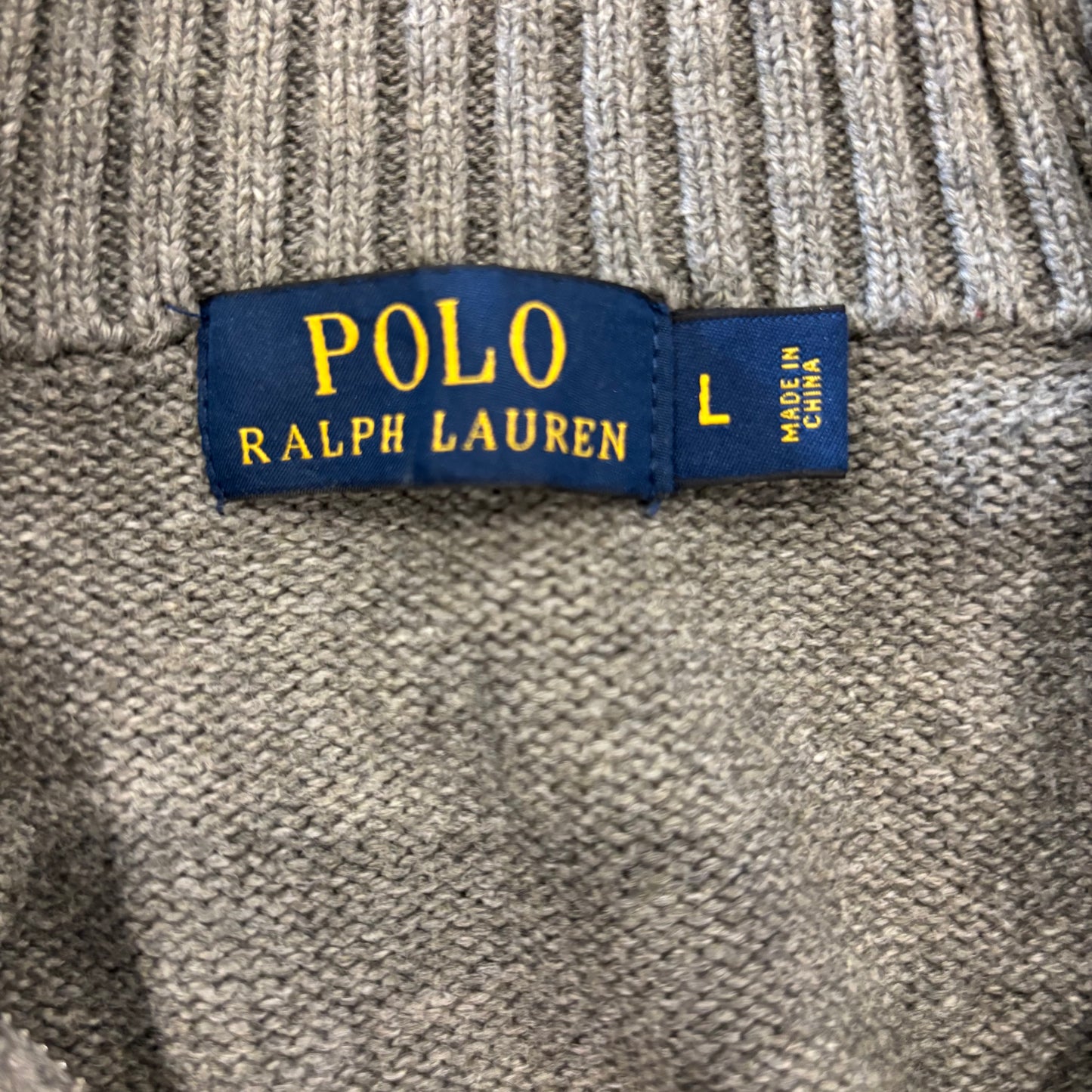 00's POLO RALPH LAUREN ハーフジップ コットンニット グレー L /B1497K-SO