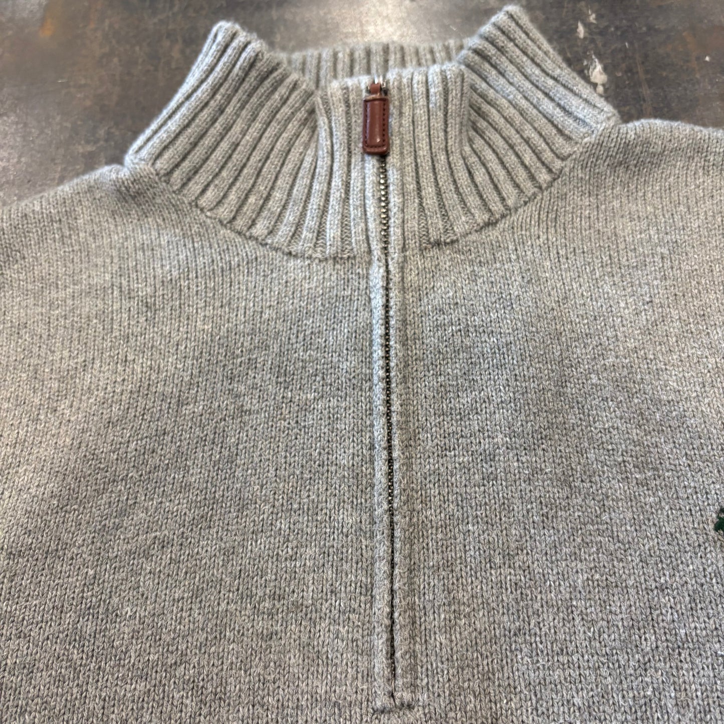 00's POLO RALPH LAUREN ハーフジップ コットンニット グレー L /B1497K-SO