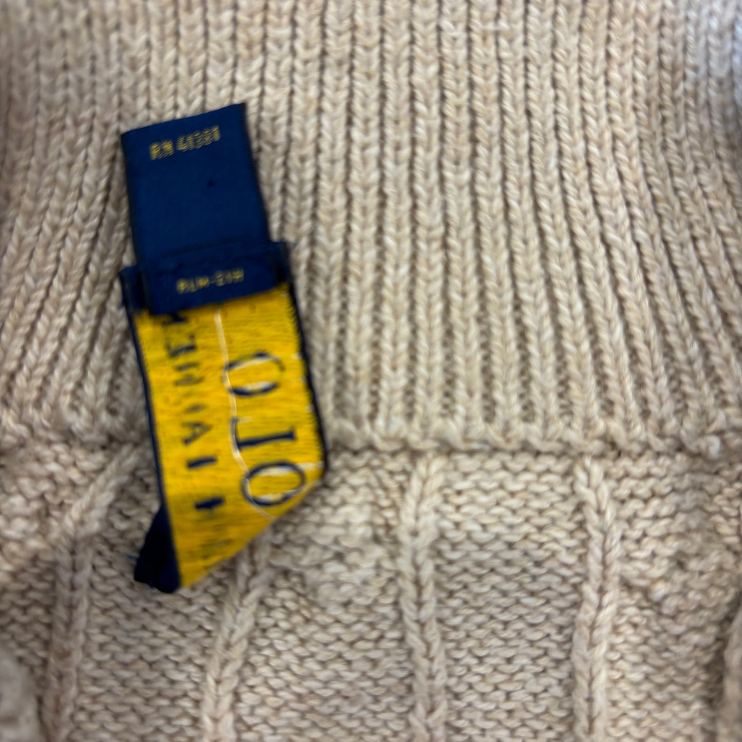 00's POLO RALPH LAUREN ハーフジップ ケーブルニット ベージュ M /A1498K-SO