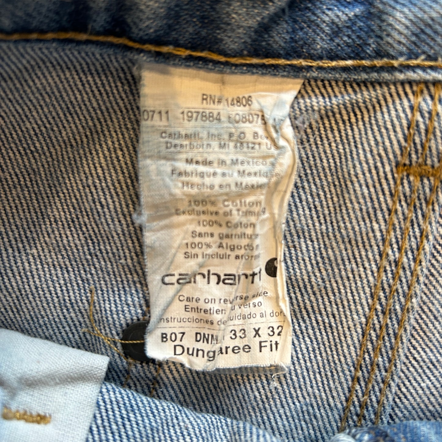 00's Carhartt カーハート デニム ダブルニーパンツ サスペンダーボタン B07 DNM(33×32)/B2759P-SO