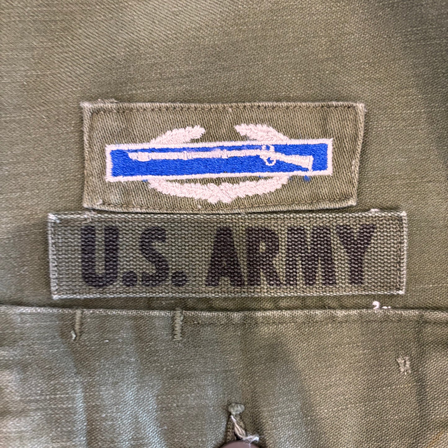 60's US ARMY ユーティリティーシャツ OG 107 パッチ ミリタリー カーキ (サイズ不明)/A4956SH-SO