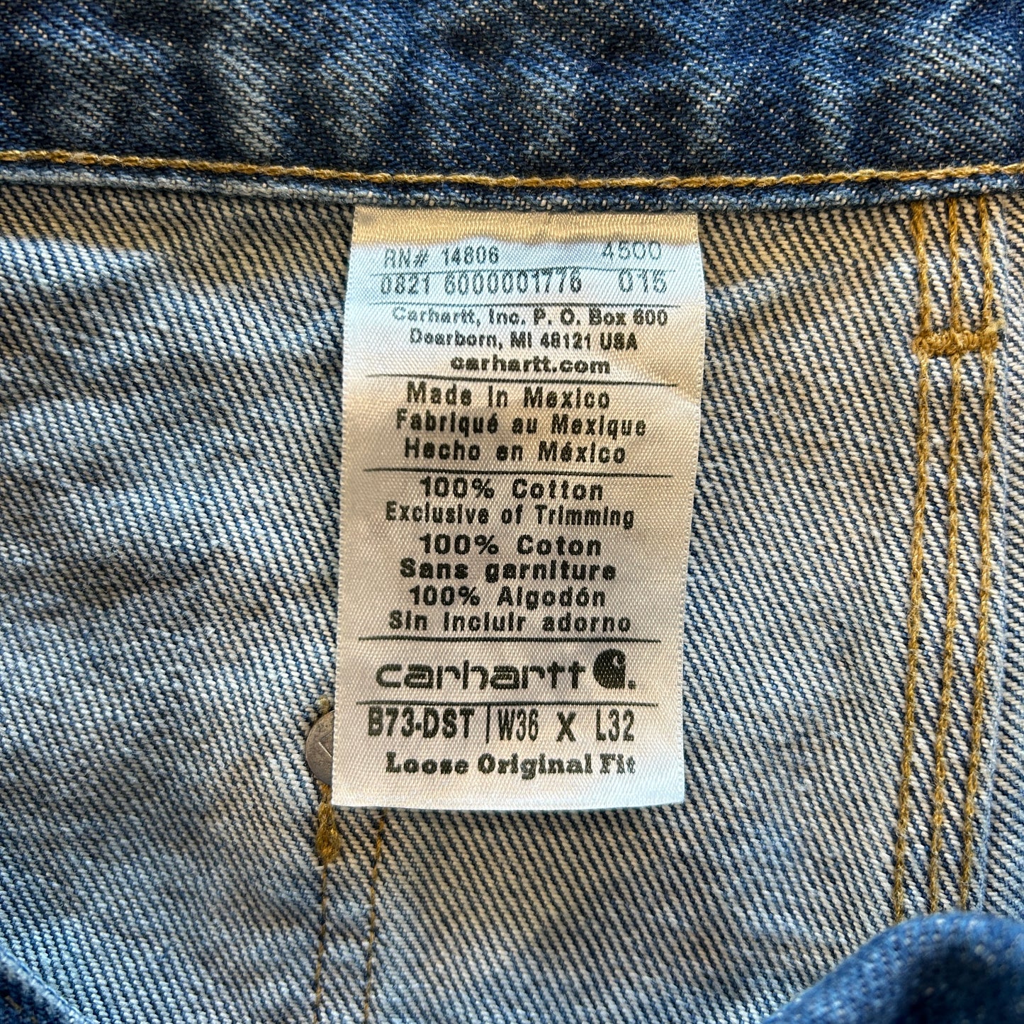 00's Carhartt ダブルニーデニムパンツ Loose Fit B73-DST(36×32)/B2637P-SO