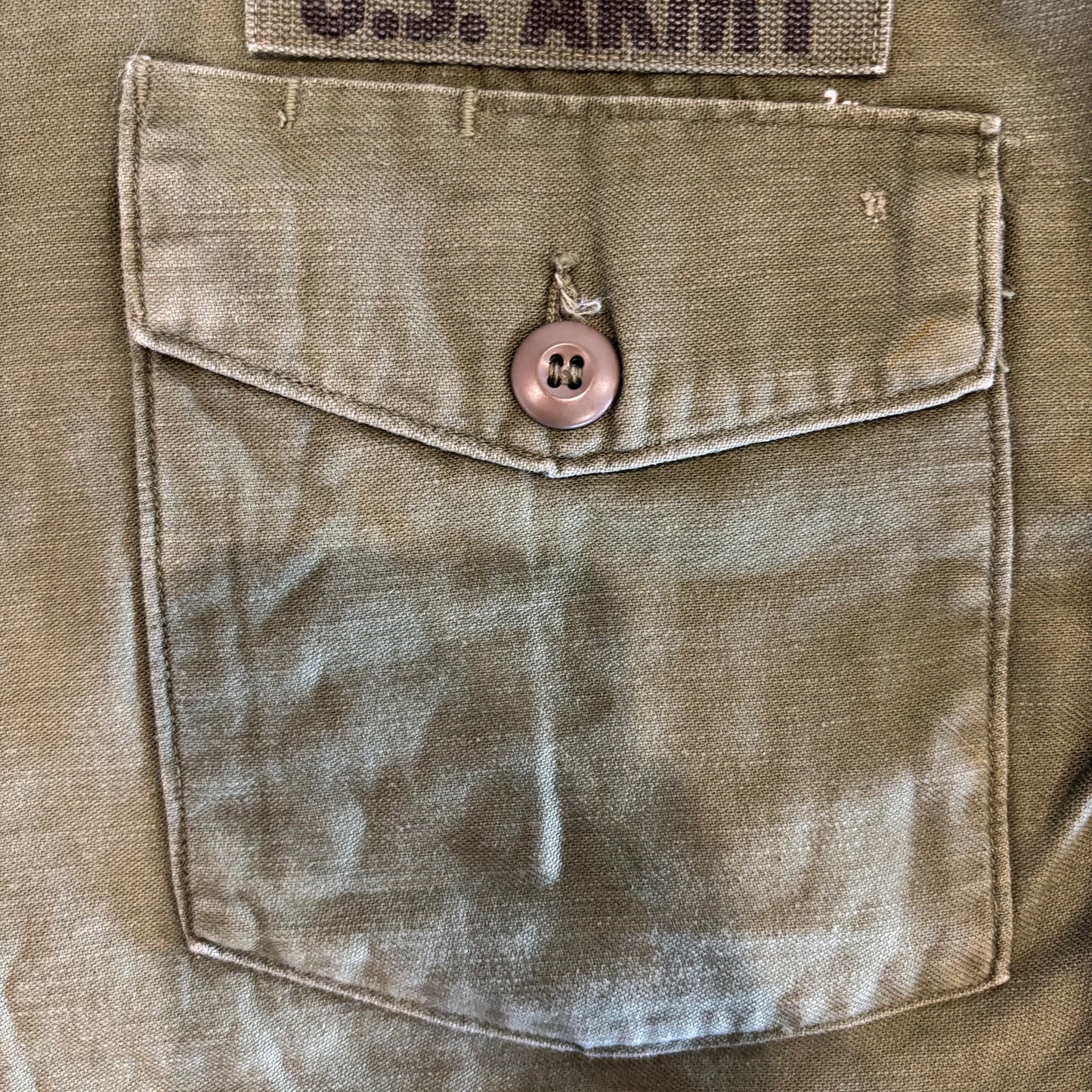 60's US ARMY ユーティリティーシャツ OG 107 パッチ ミリタリー カーキ (サイズ不明)/A4956SH-SO