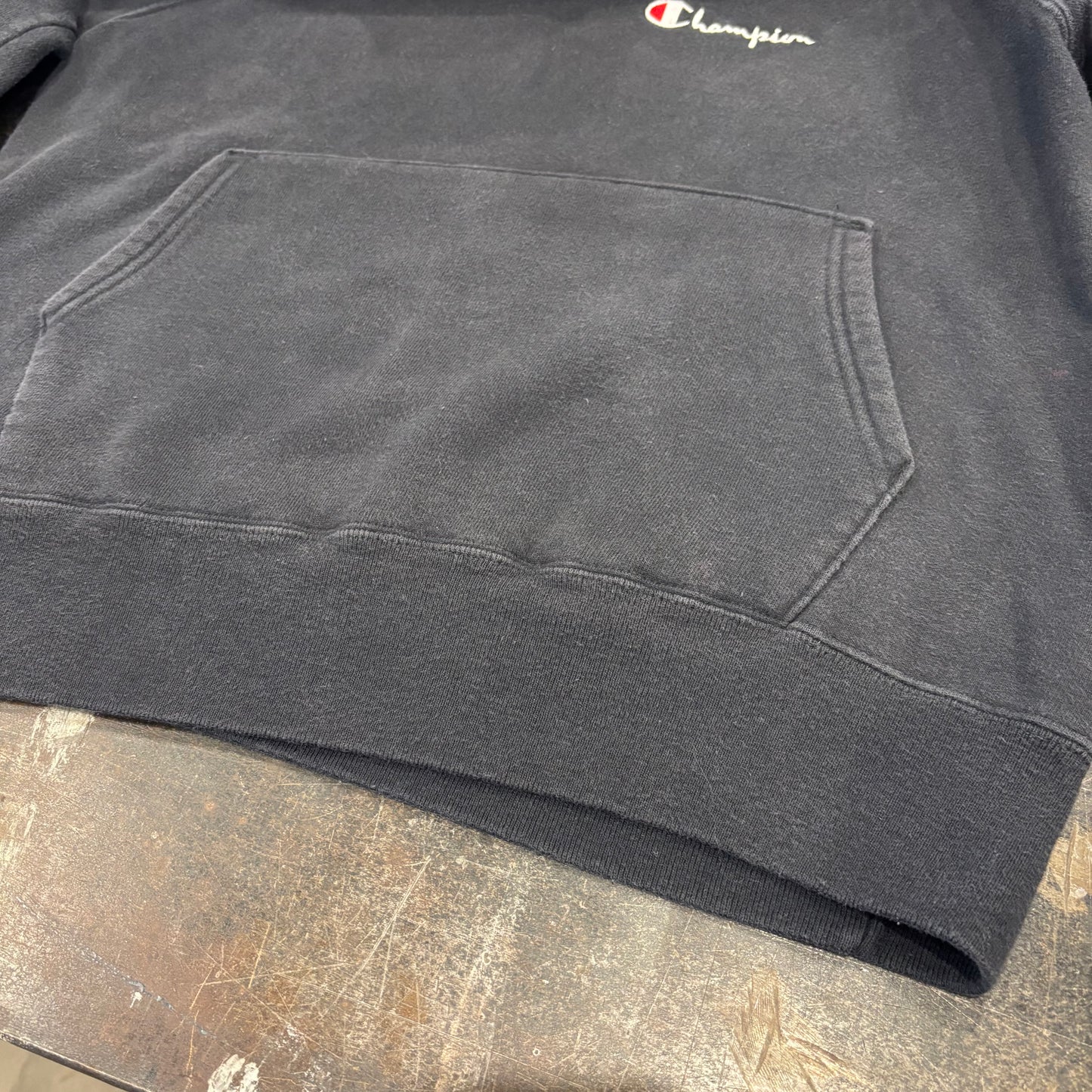 90's Champion チャンピオン 刺繍 スウェット フーディー ブラック (L) /B3003S-SO