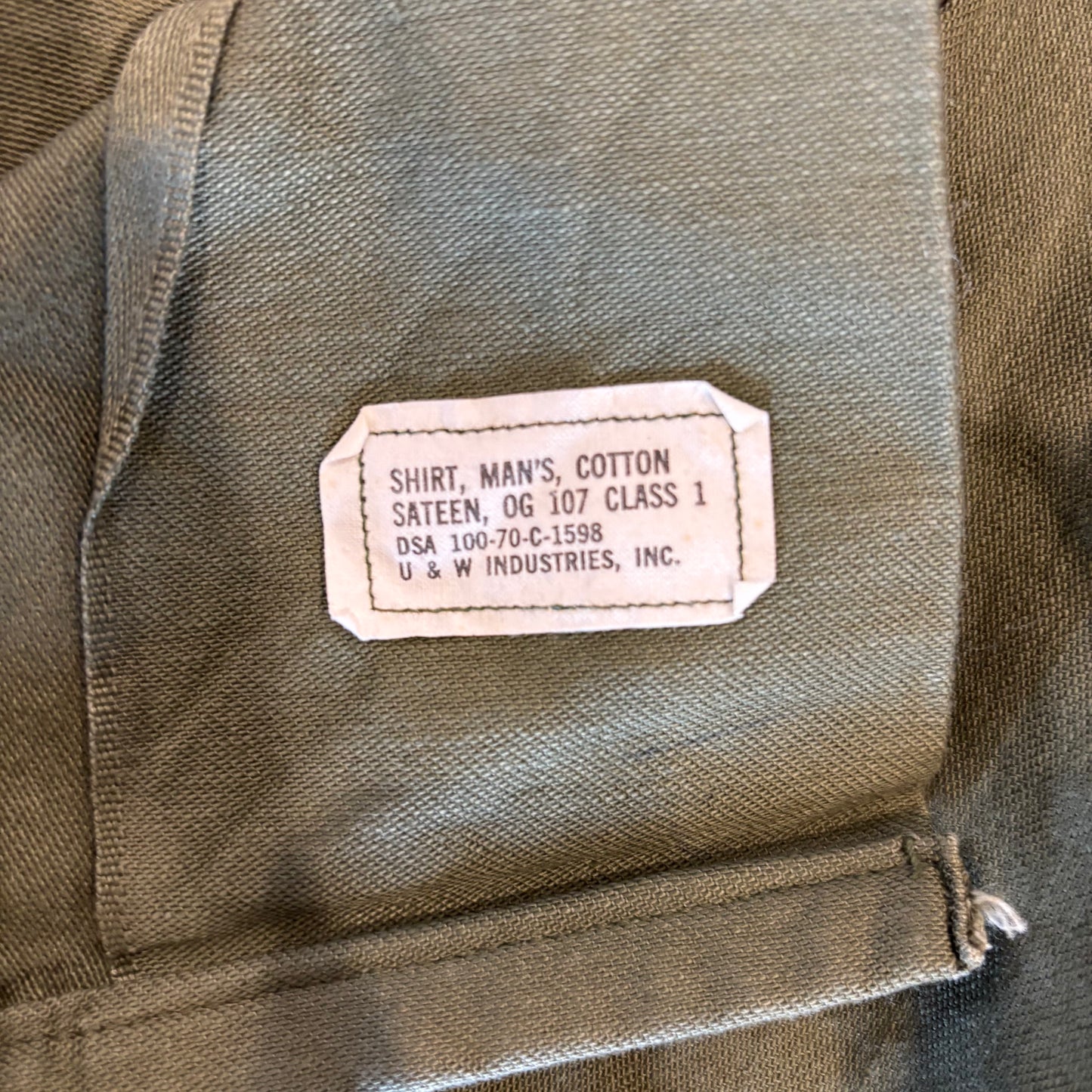 70's US ARMY ユーティリティーシャツ OG 107 ミリタリー カーキ (M)/A7736SH-SO