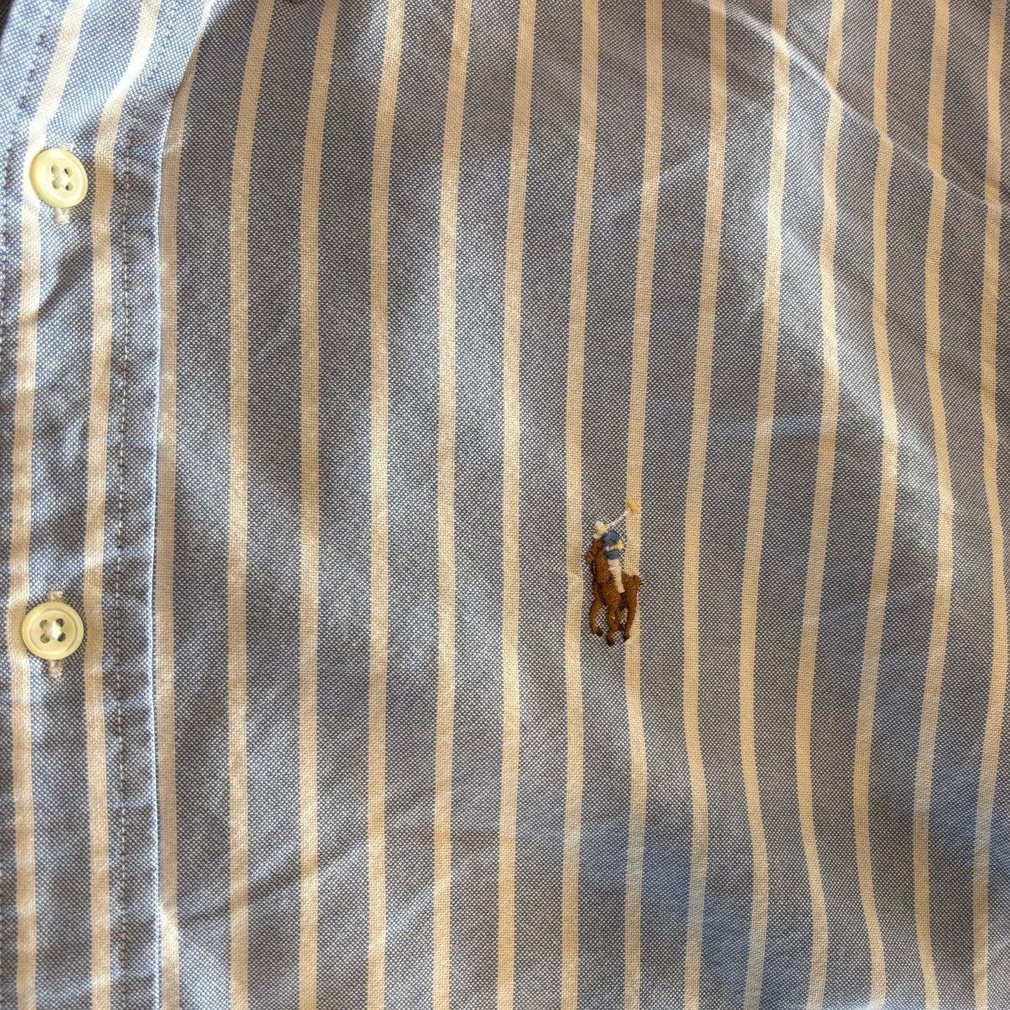 00's Ralph Lauren ストライプ コットンシャツ 青 (L)/B1510SH-SO