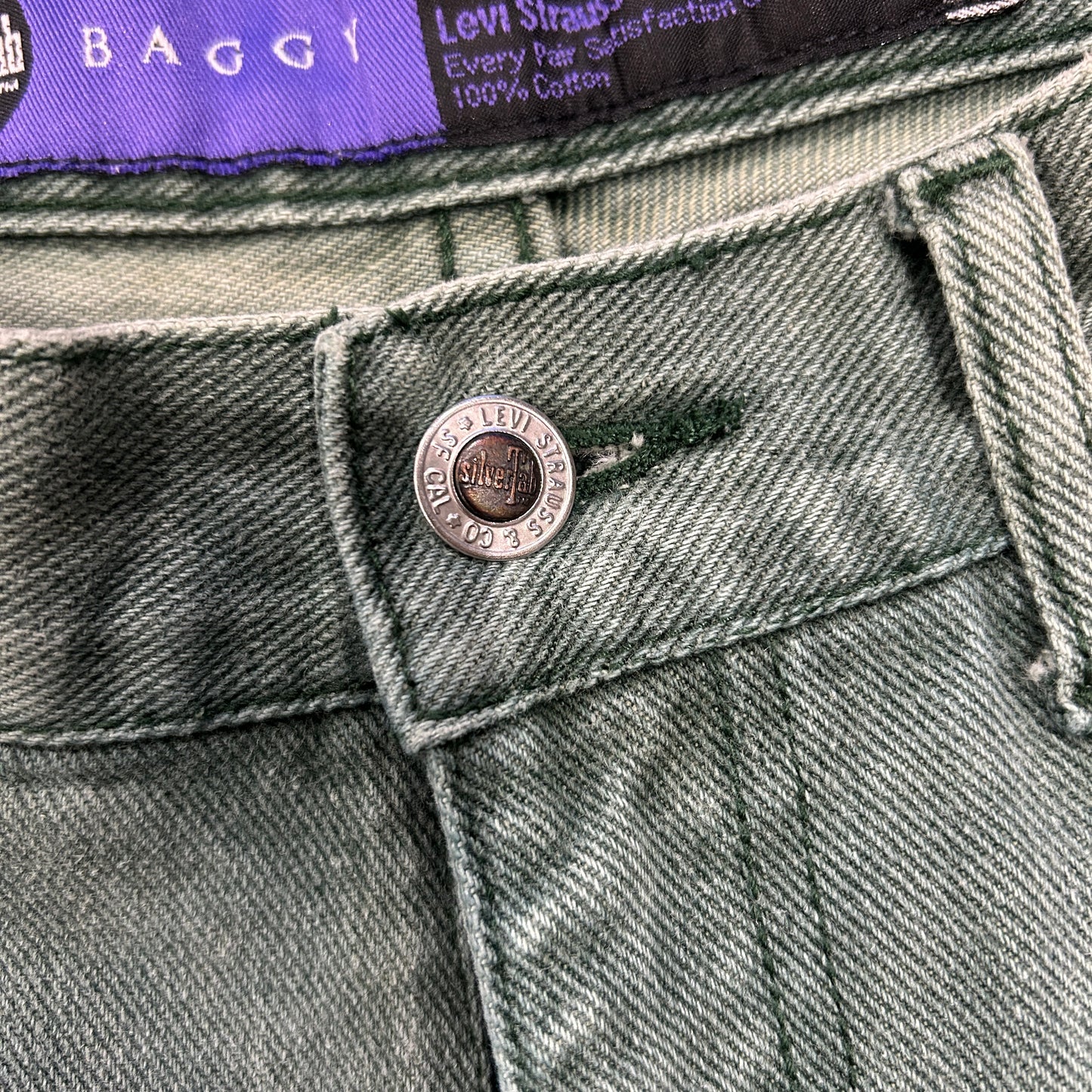 90's Levi's Silver Tab シルバータブ"BAGGY" デニムパンツ グリーン(34×30)/B1914P-SO