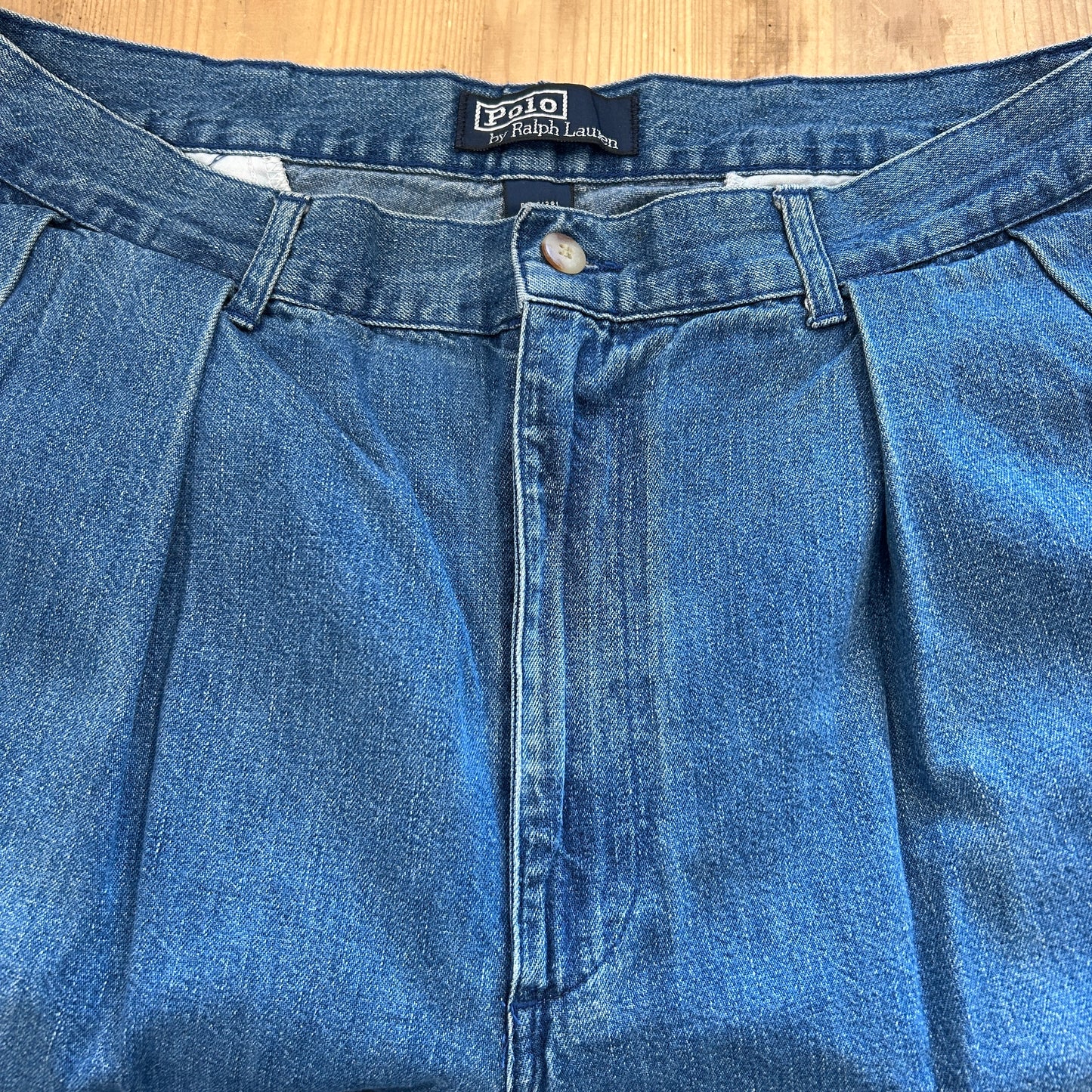 00's Polo Ralph Lauren ラルフローレン 2タック デニムトラウザーズ パンツ ブルー (34×30)/A5336P-SO