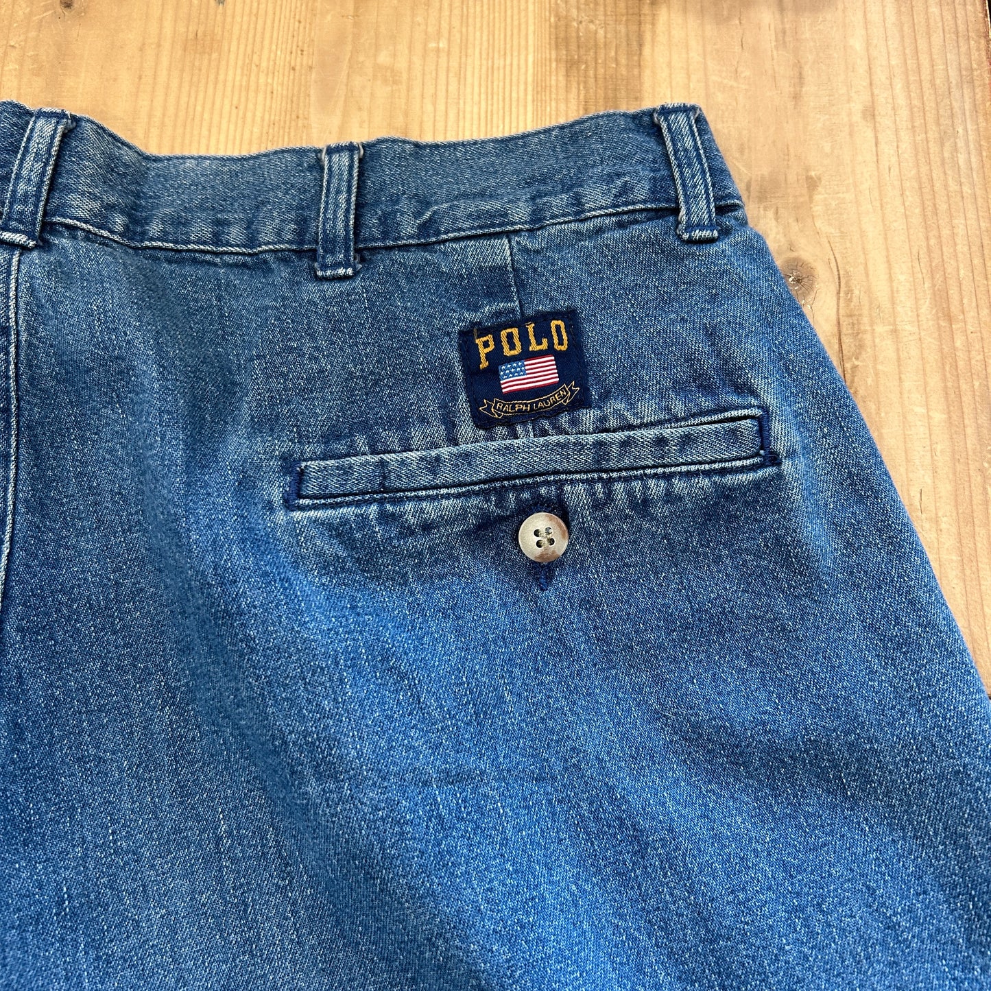 00's Polo Ralph Lauren ラルフローレン 2タック デニムトラウザーズ パンツ ブルー (34×30)/A5336P-SO