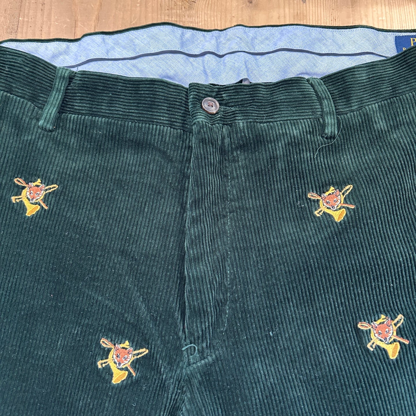 00's Polo Ralph Lauren corduroy pants fox ポロ ラルフローレン 狐 楽器 刺繍 コーデュロイ パンツ (38 34)/A4914P-SO