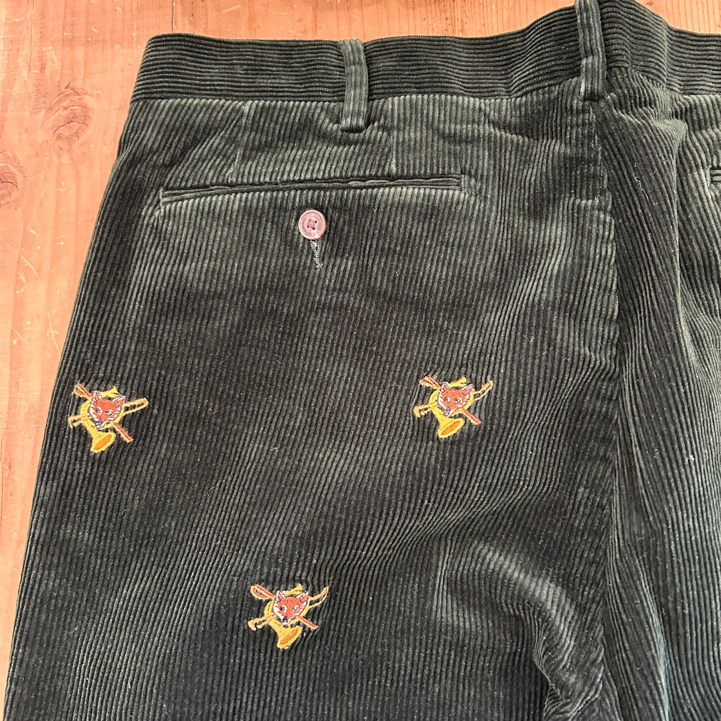 00's Polo Ralph Lauren corduroy pants fox ポロ ラルフローレン 狐 楽器 刺繍 コーデュロイ パンツ (38 34)/A4914P-SO