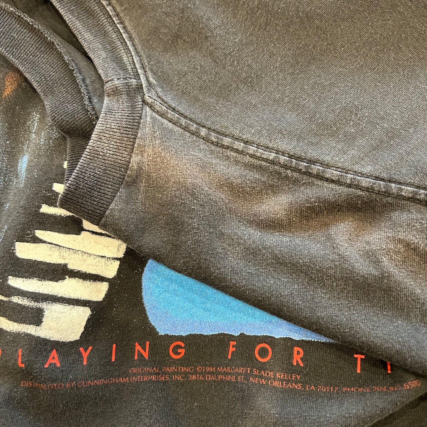 90's "PLAYING FOR TIPS" by Margaret Slade Kelley アートTシャツ JAZZ 黒/B2284T-SO