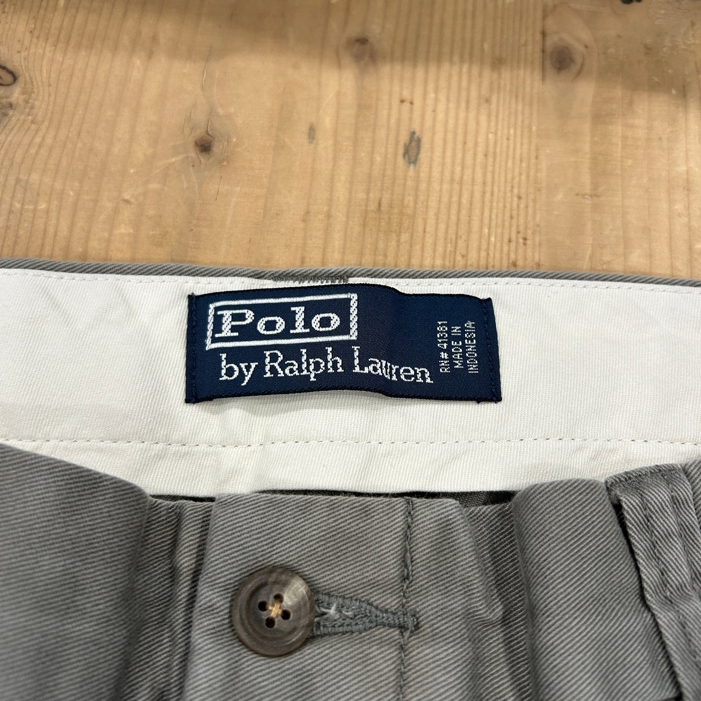 00's Polo Ralph Lauren twill pants ポロ ラルフローレン 雉 刺繍 パンツ グレー (36L)/B1457P-SO