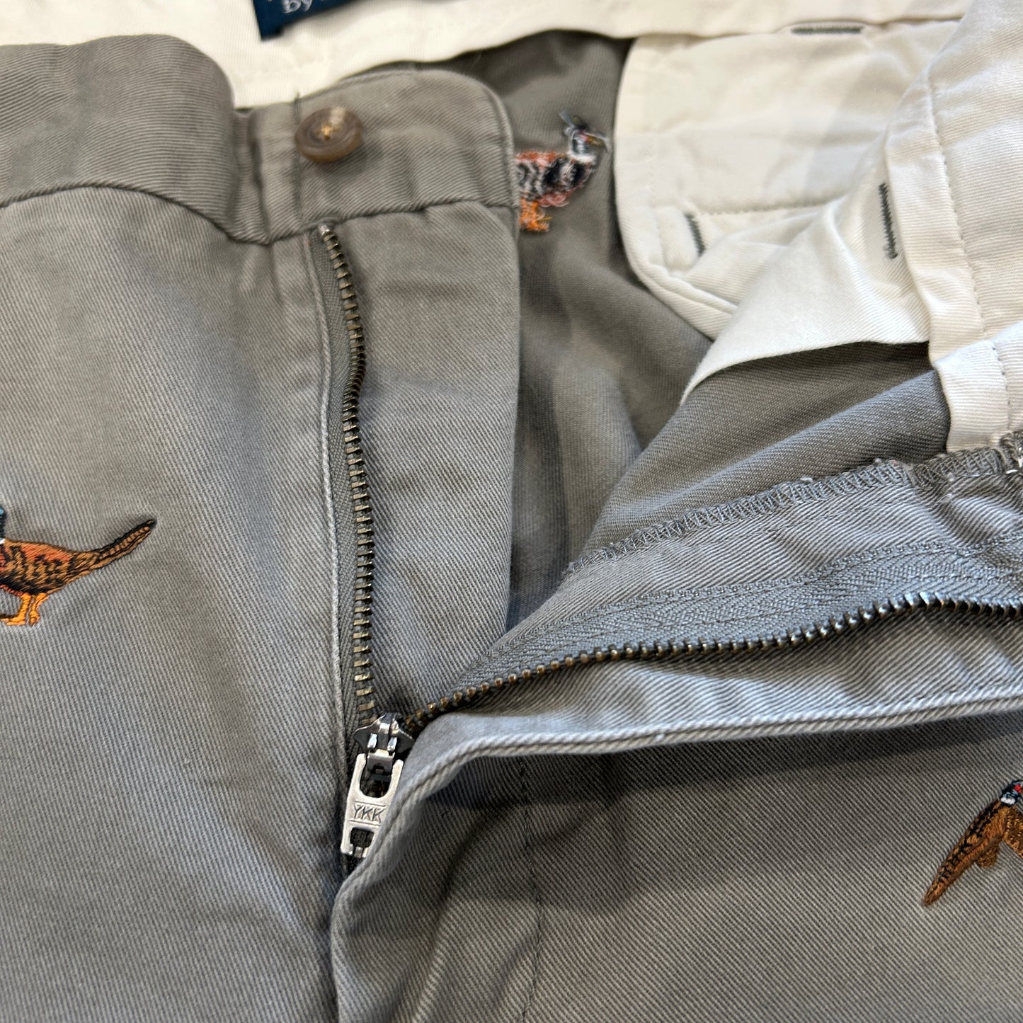 00's Polo Ralph Lauren twill pants ポロ ラルフローレン 雉 刺繍 パンツ グレー (36L)/B1457P-SO