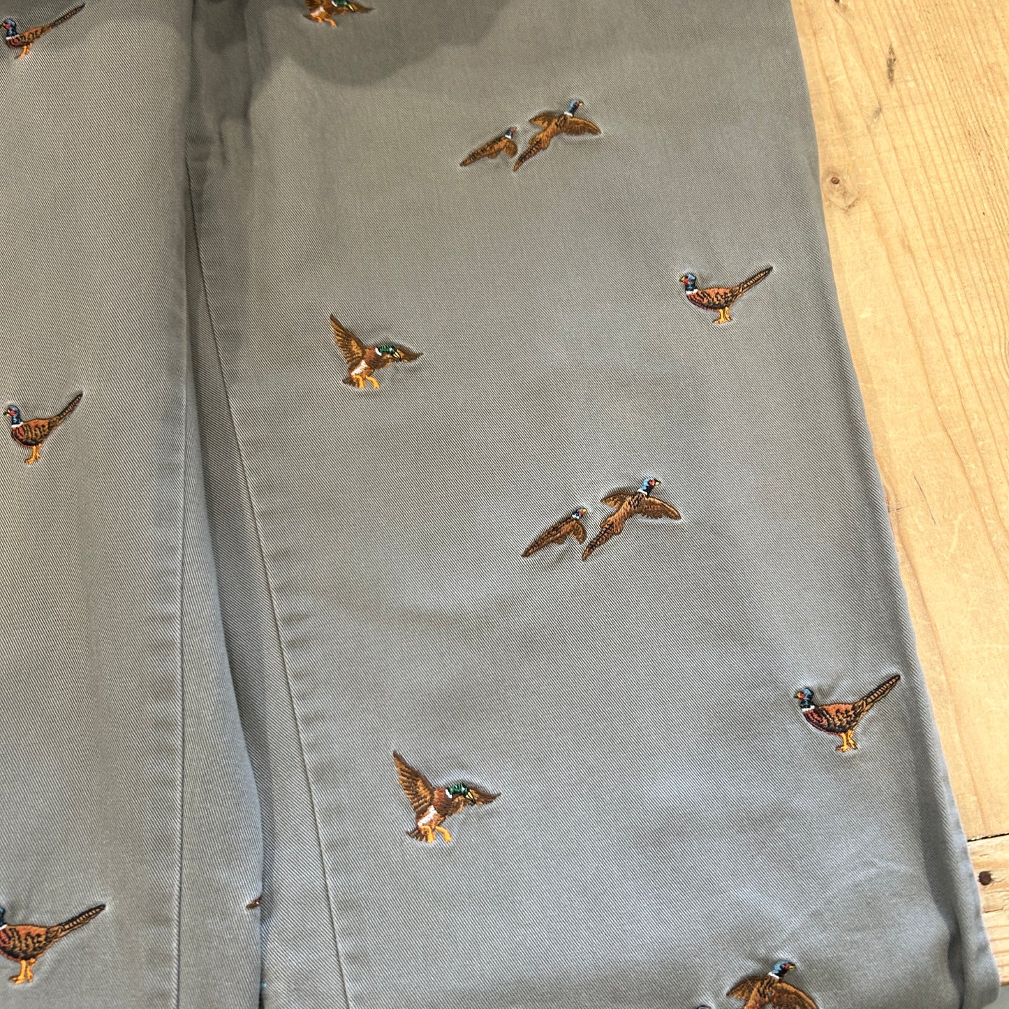 00's Polo Ralph Lauren twill pants ポロ ラルフローレン 雉 刺繍 パンツ グレー (36L)/B1457P-SO